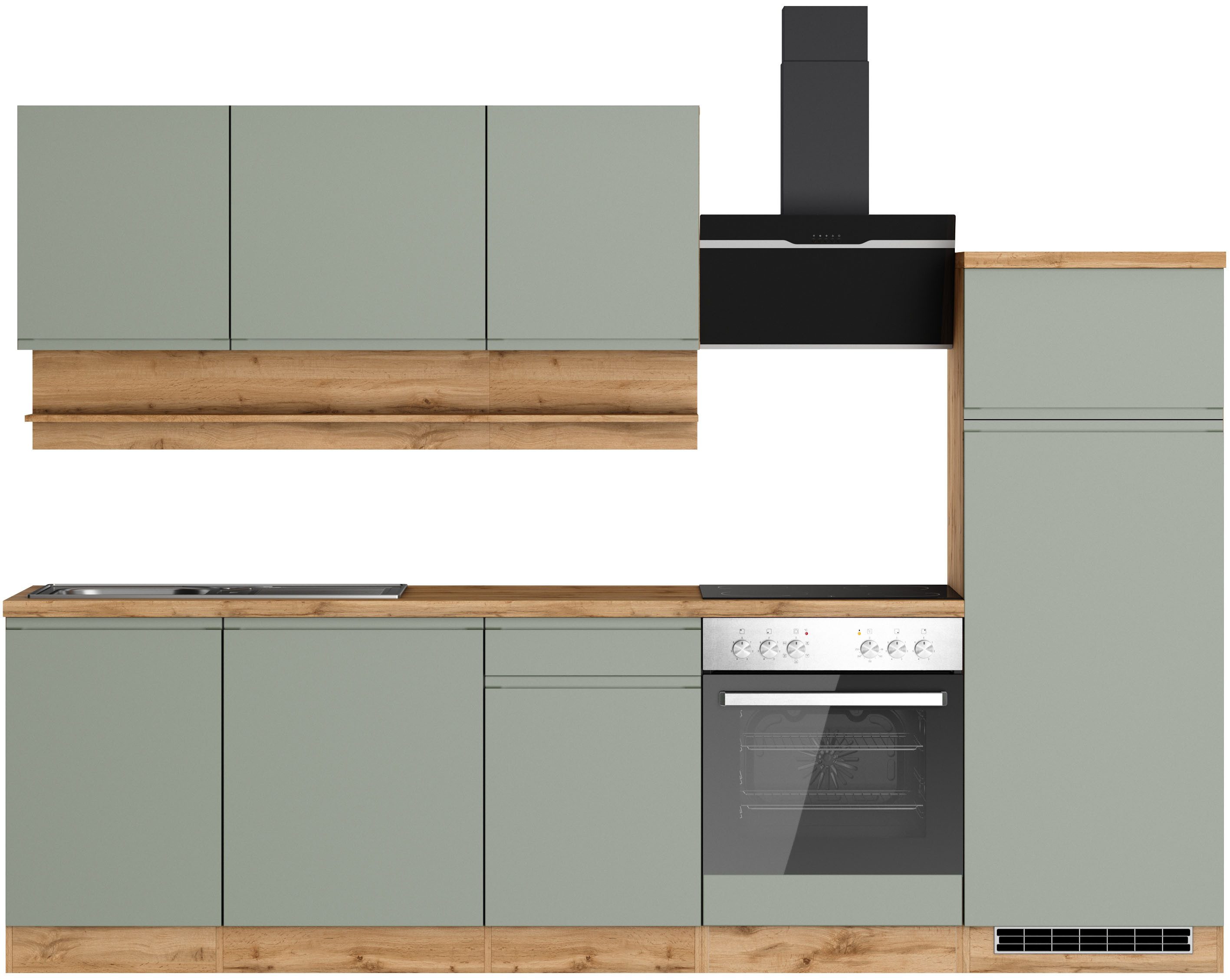 KOCHSTATION Küchenzeile KS-Virginia,neu in verbesserter Ausführung, Breite 280 cm, Soft-Close, wahlweise mit E-Geräten