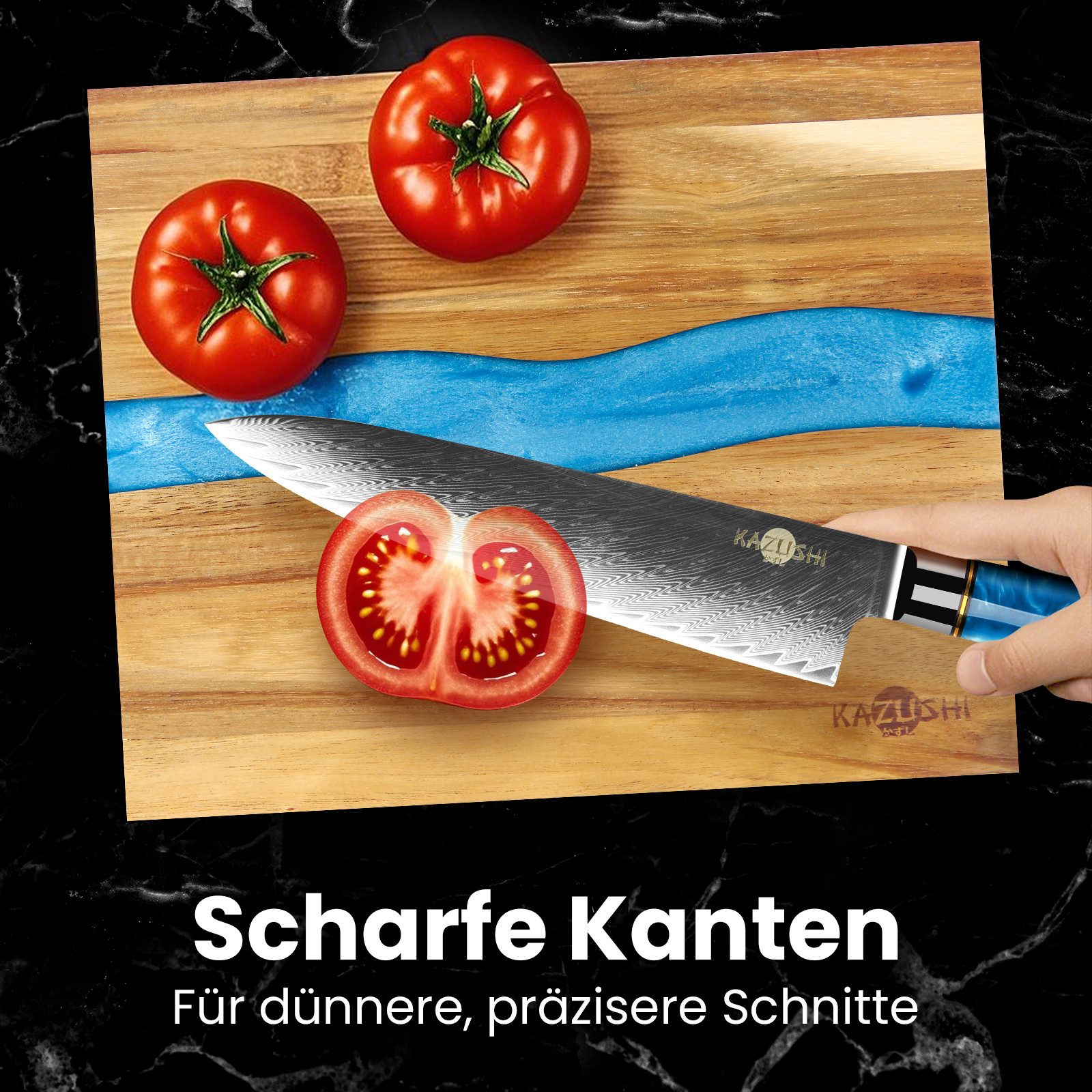 KAZUSHI Kochmesser Professionelles Santoku-Messer/Universalmesser, Superscharfes, Versatile Kochmesser, Fleisch / Gemüse / Obst usw – Bild 4 von 5