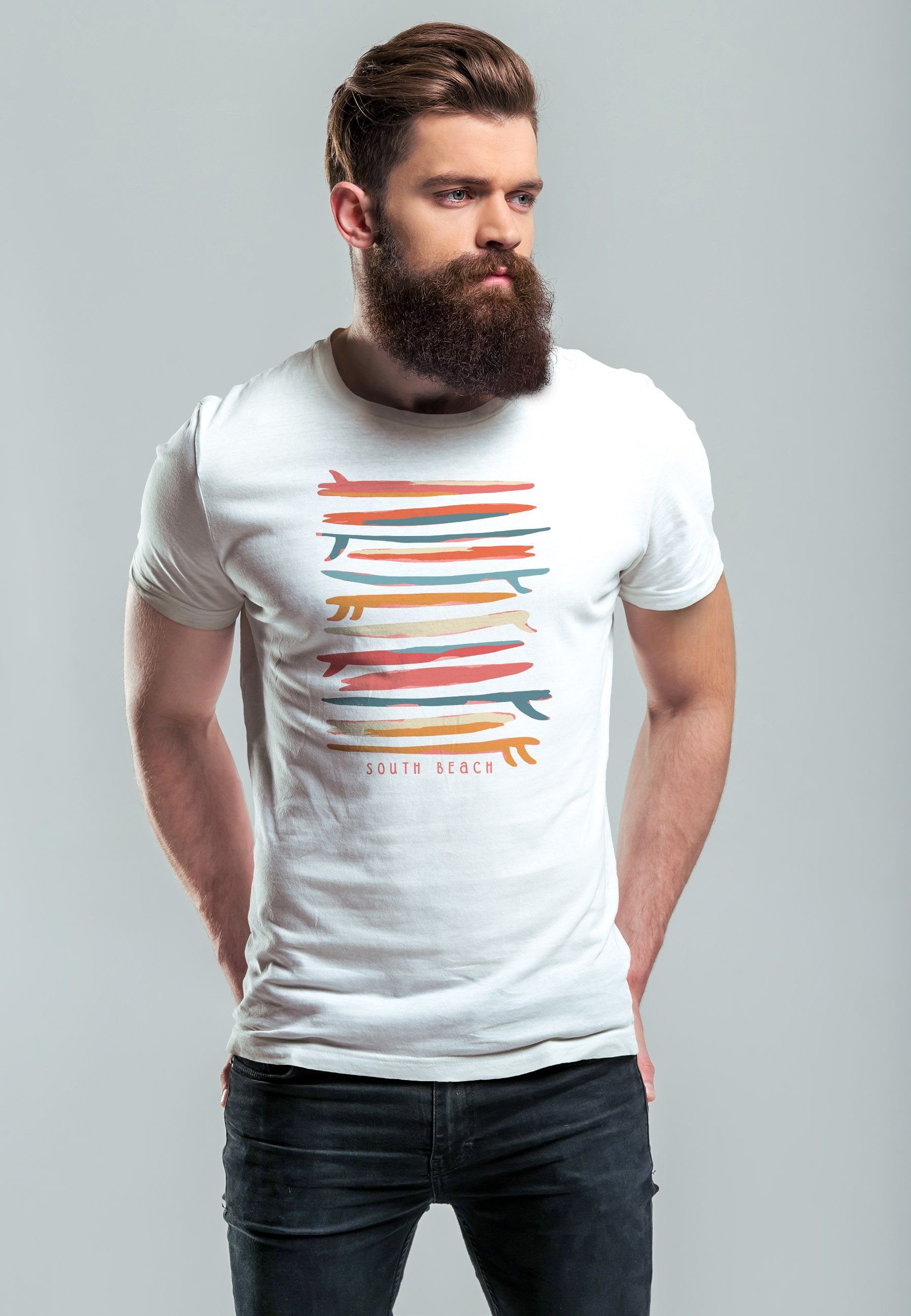 Neverless Print-Shirt Herren T-Shirt Surfboards South günstig online kaufen