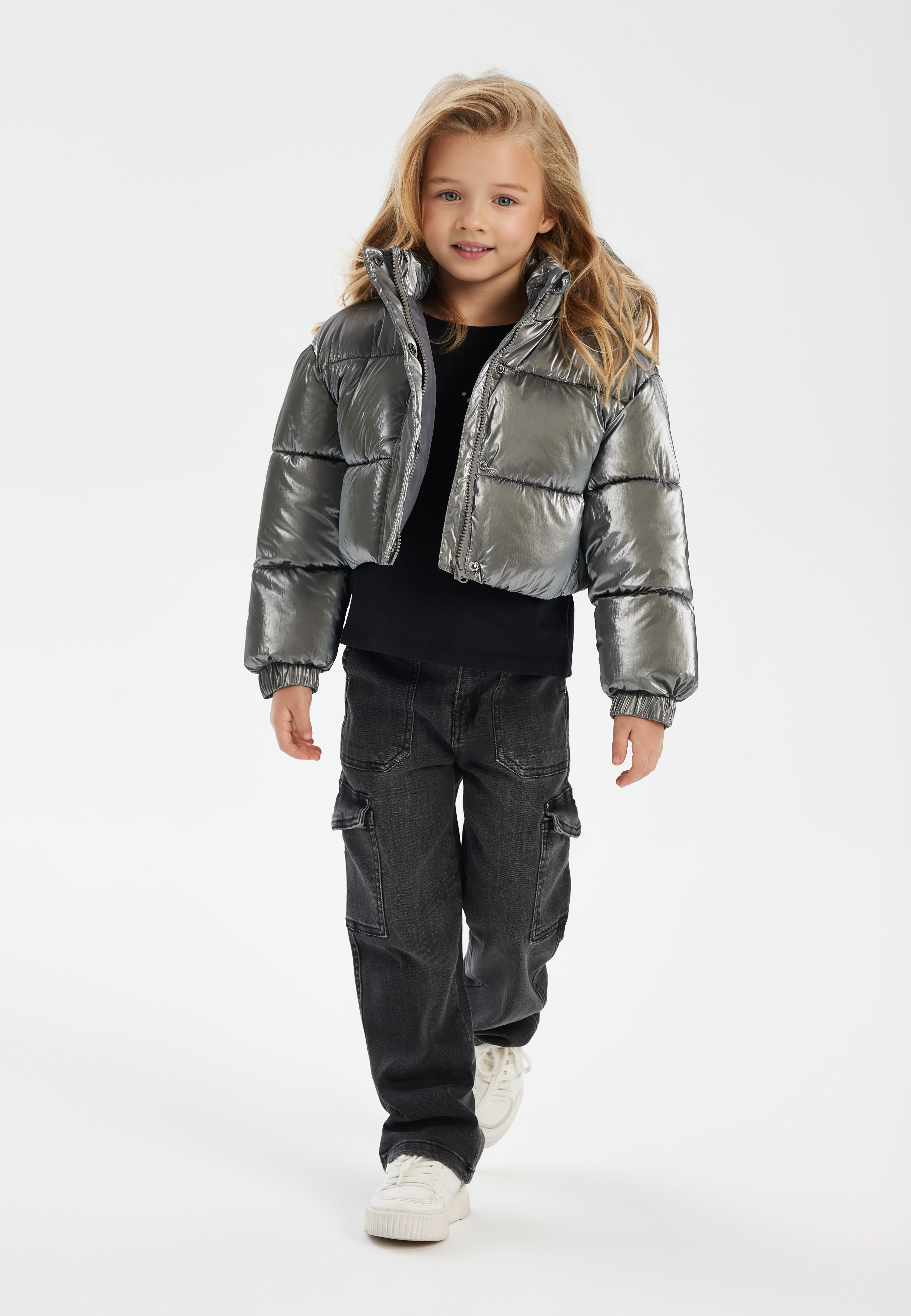 Wintermantel Kurze Jacke im Metallic-Look (4y-14y)