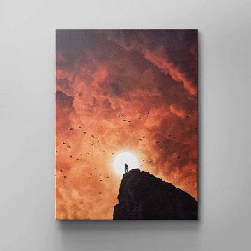 DOTCOMCANVAS® Leinwandbild, Natur Wandbild mit Aussicht & Sonnenuntergang von