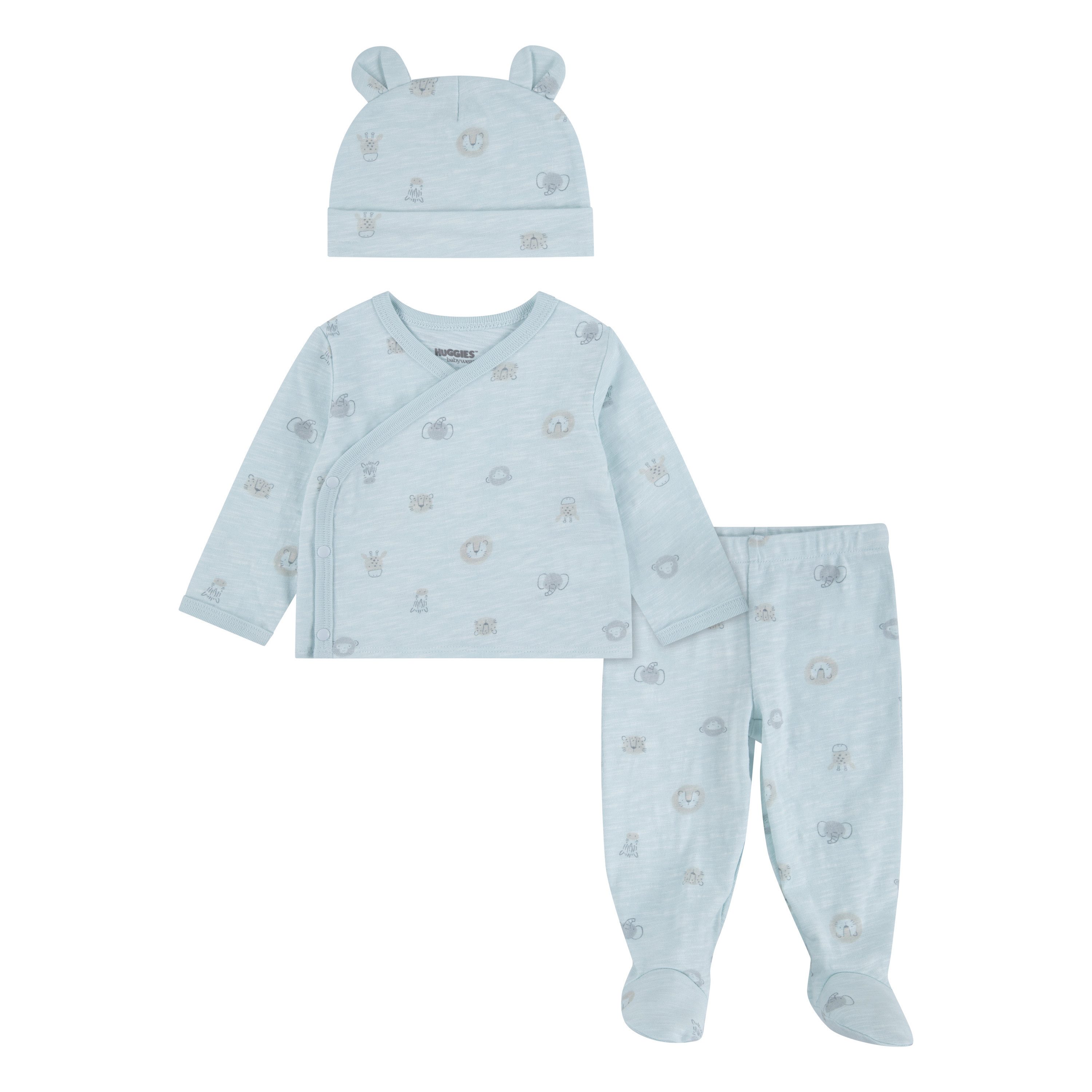 HUGGIES babywear Langarmshirt & Hose HUGG FOOTED PANT SET+ATTACHMEN (Set) mit All-Over Print