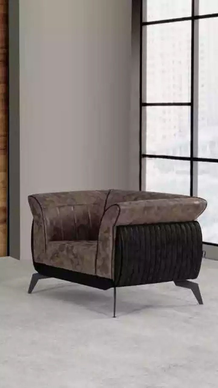 Braune In Sofa Sofagarnitur Couch, Dreisitzer Made Arbeitszimmermöbel JVmoebel Europe Sessel