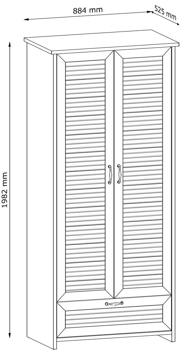 Drehtürenschrank Landhaus Stil Orient Lamellentüren Feldmann-Wohnen 2-türig 88cm weiß