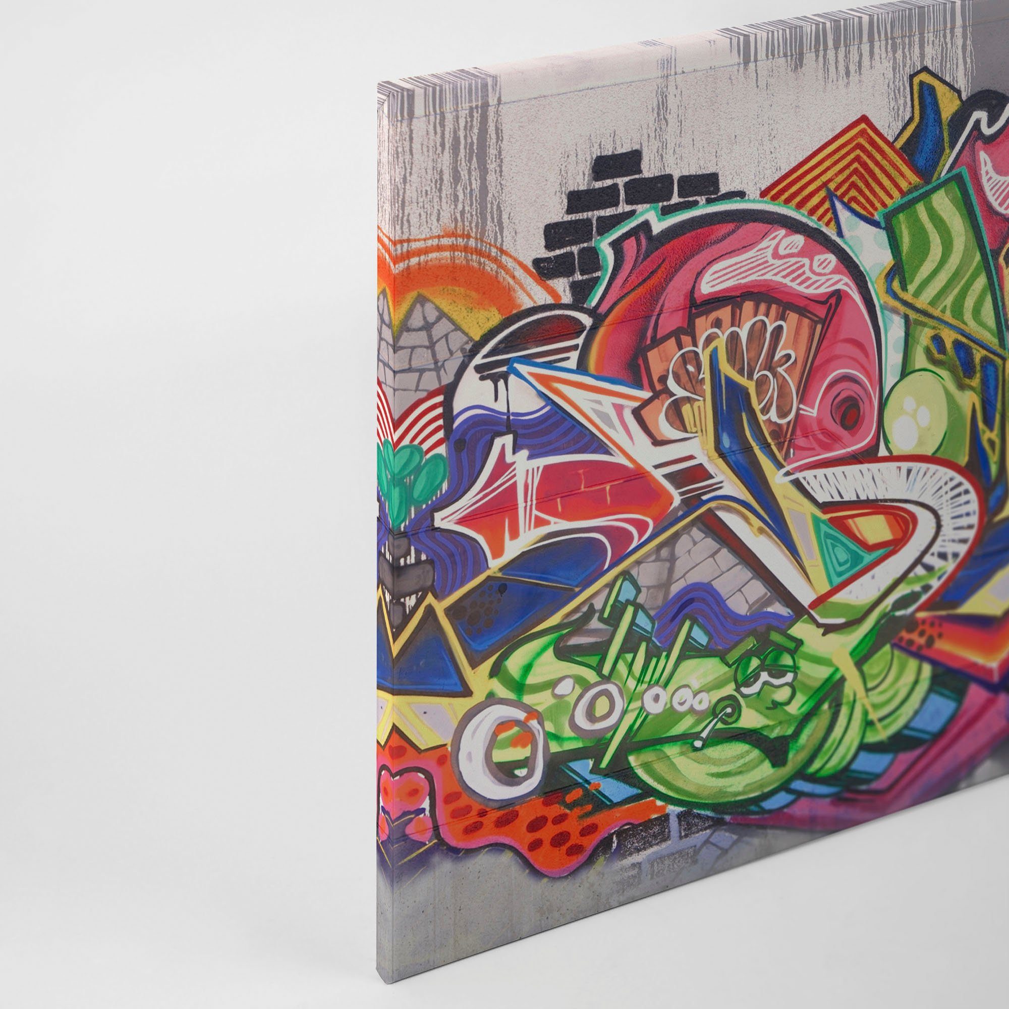 A.S. Création Leinwandbild Graffiti, Gemälde, Kinder, Kunst (1 St), Graffiti Keilrahmen Jugendzimmer Bunt Leinwand-Bild Wohnzimmer modern
