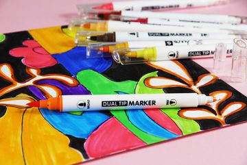 ´SUNNÝ Marker Dual Tip Color Marker mit 24 Farben, Wasserbasis Doppelspitze Marker, dual tip - Ideal zum Skizzieren, Zeichnung, Design, Rendering