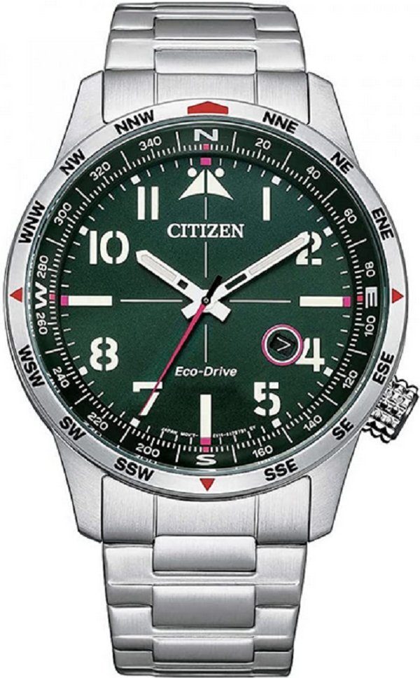 Citizen Solaruhr, Citizen Herren Eco-Drive Solar Armband-Uhr aus Edelstahl mit Edelstahl Band - Sports - BM7551-84X