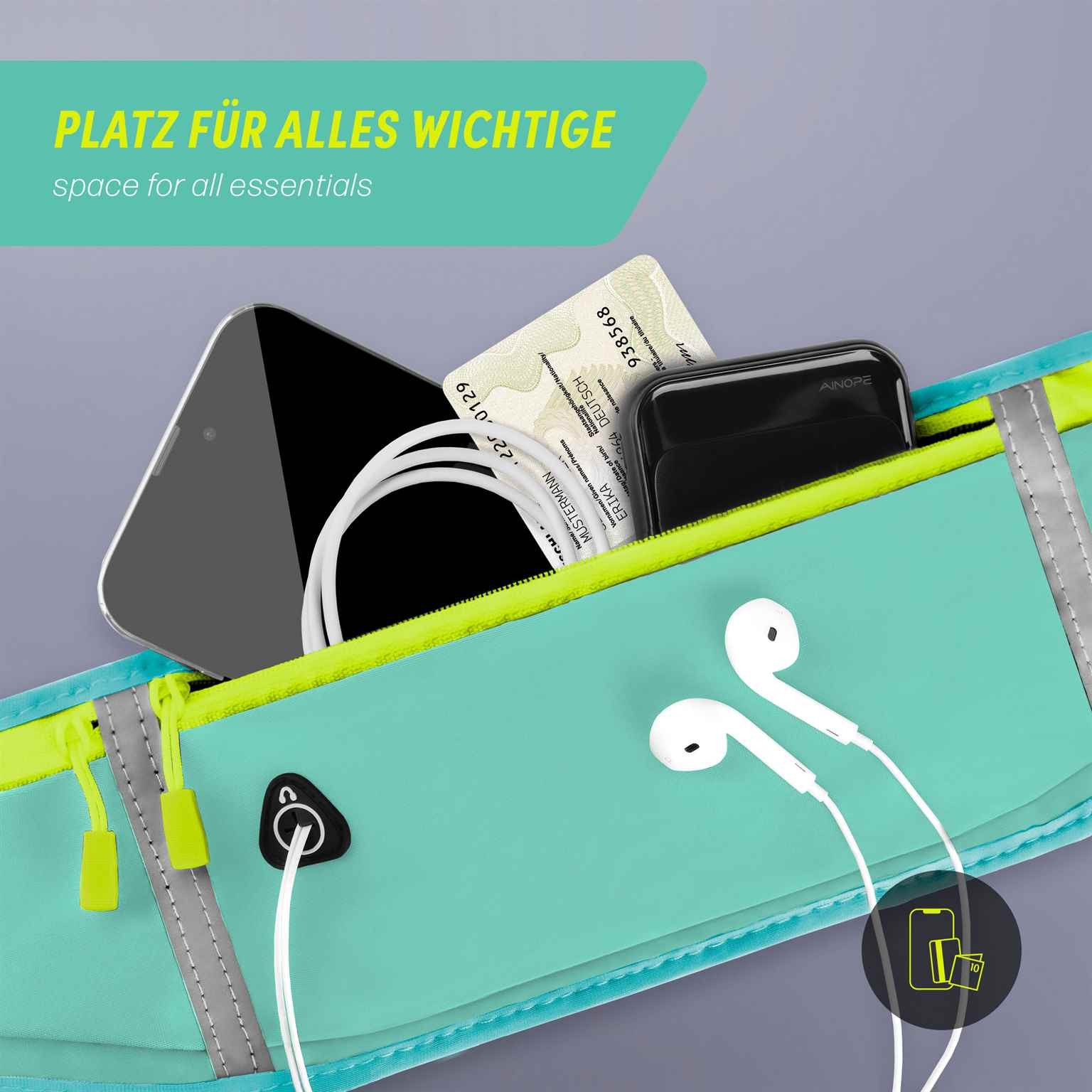 ONEFLOW Laufgürtel für Samsung Galaxy A35 5G Lauftasche ActivePro Belt Blau Sport Handytasche zum Joggen Damen Herren Bauchtasche Handy Running