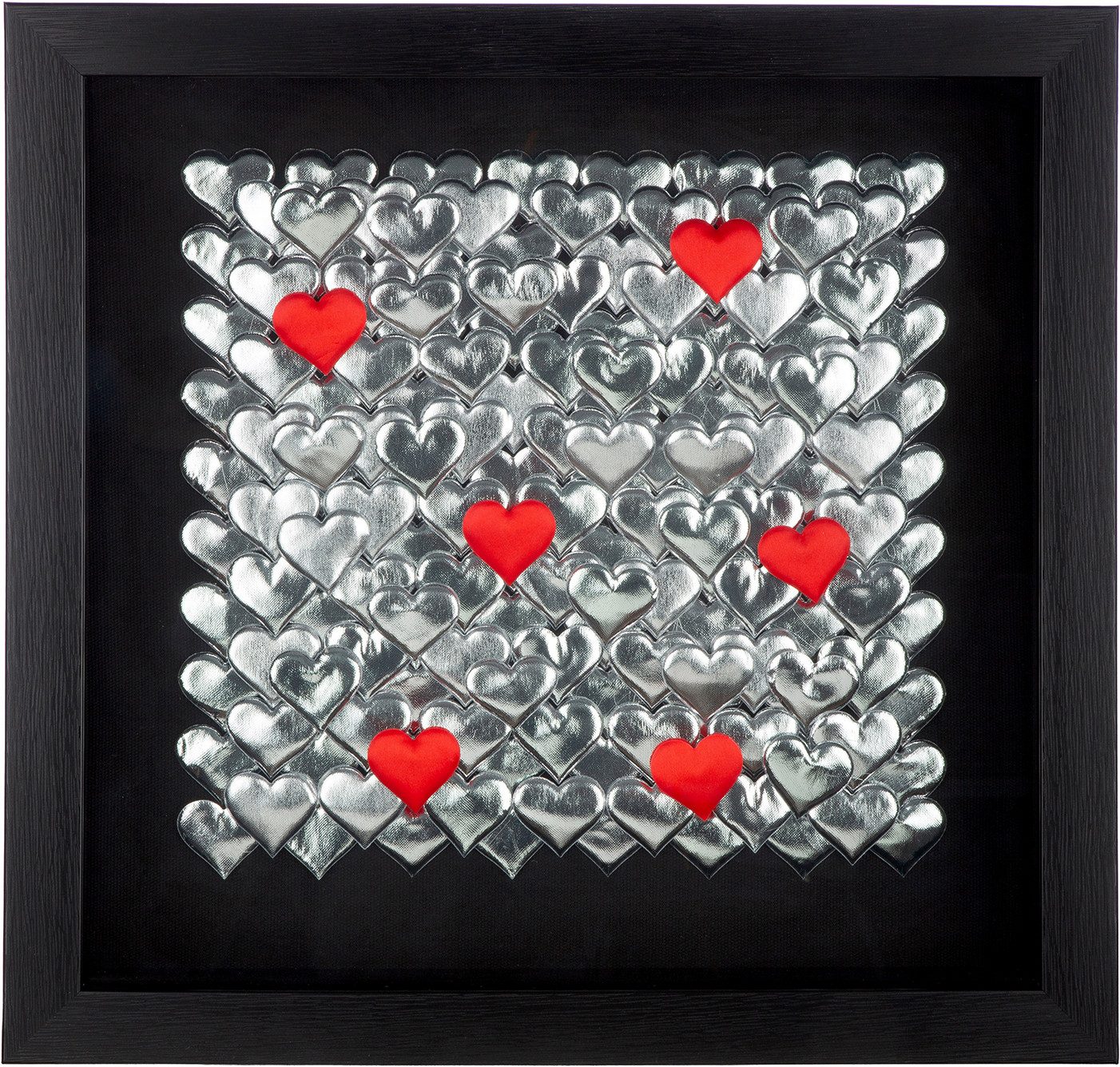 GILDE Metallbild Bild quadratisch Heart schwarz, Herzen (1 St), Herzbild Wanddekoration romantisch modern 3D-Optik Wohnaccessoire