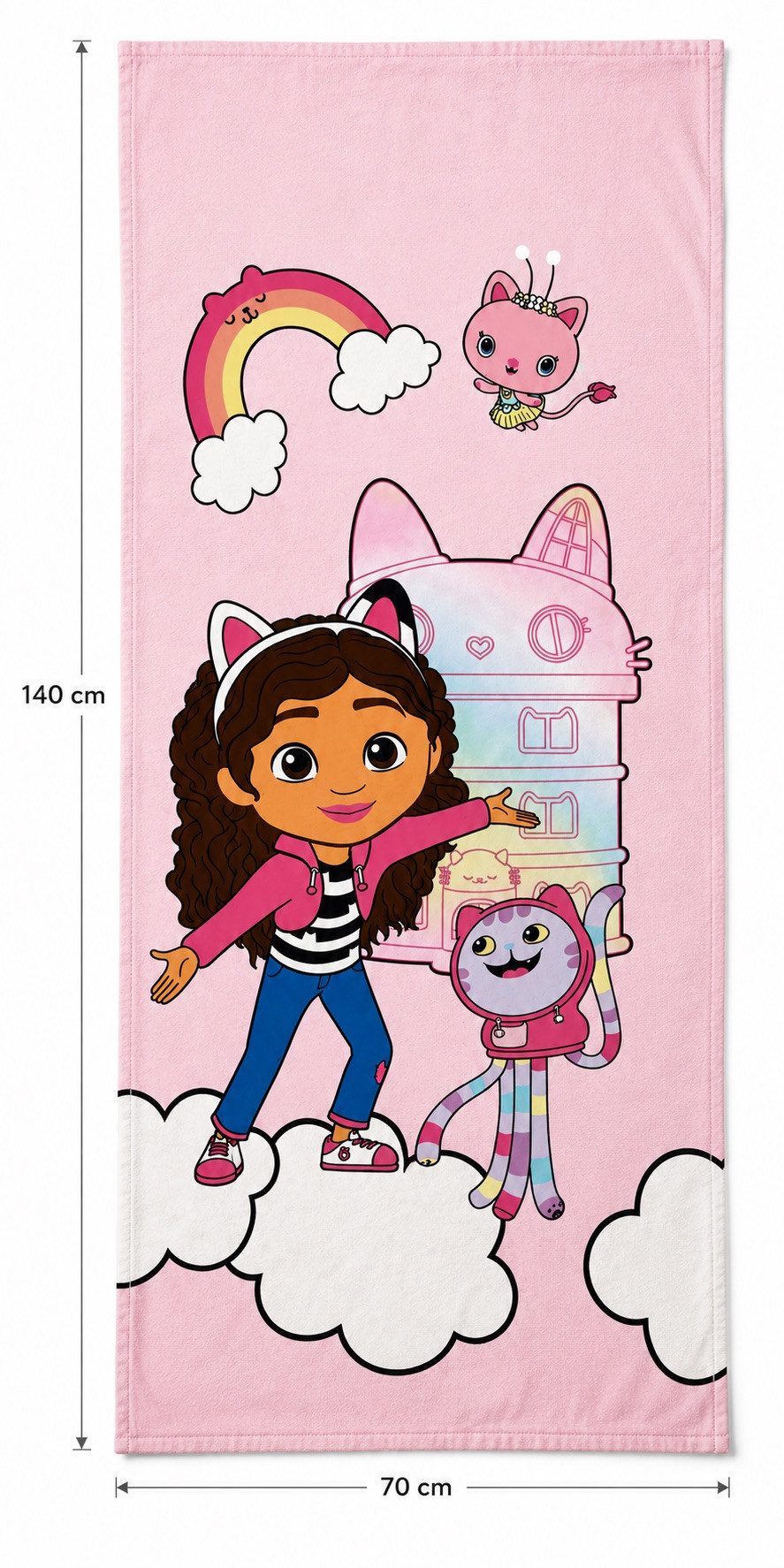 Gabby's Dollhouse Badetuch weiches Duschtuch Größe: 70x140 100% Baumwolle, (1-St)