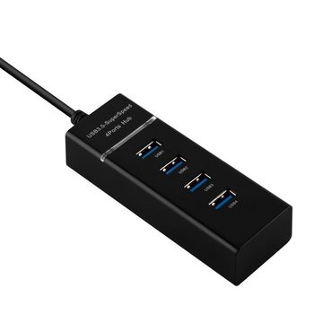 Cadorabo USB 3.0 USB-Adapter, 4-Port USB 3.0 Multischnittstelle USB Hub Plug & Play mit USB Stecker