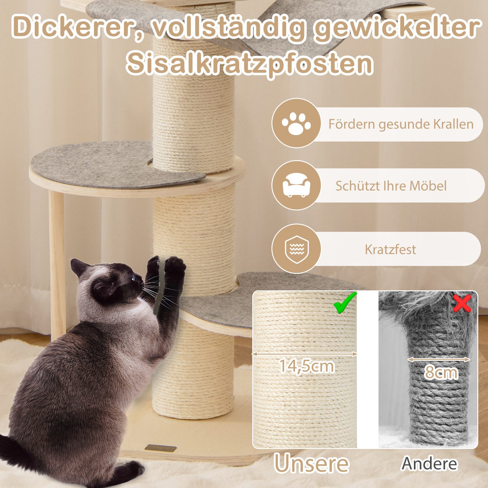 Kisangel Katzenbaum-Hängematte Ersatz – Dunkelgrau, 43x32 Cm, Für Katzen Bis 5 Kg, Weicher Schlafkorb