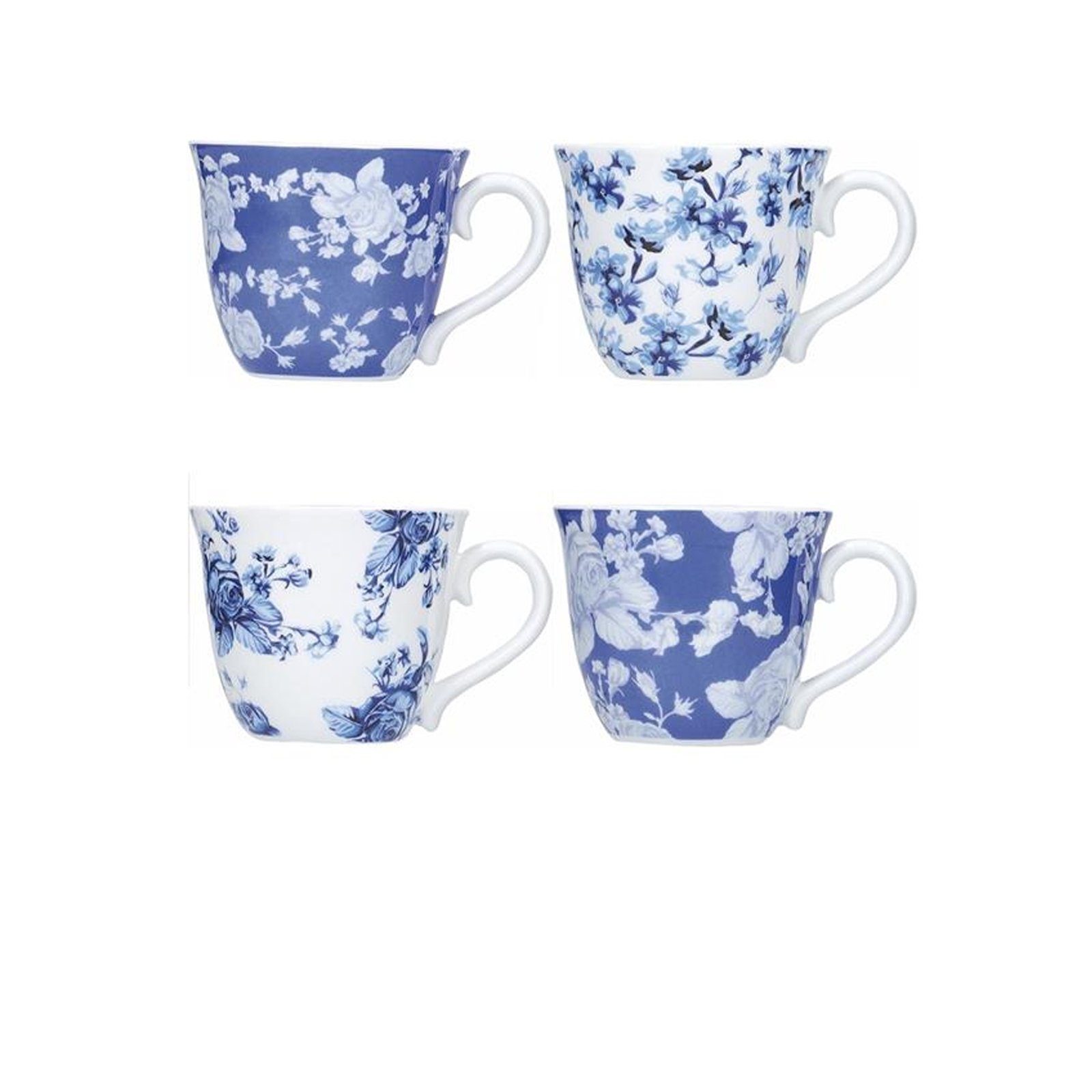 Neuetischkultur Espressotasse Espressotassen-Set 4-tlg. Blumendekor Mikasa, Blau-Weiß Porzellan