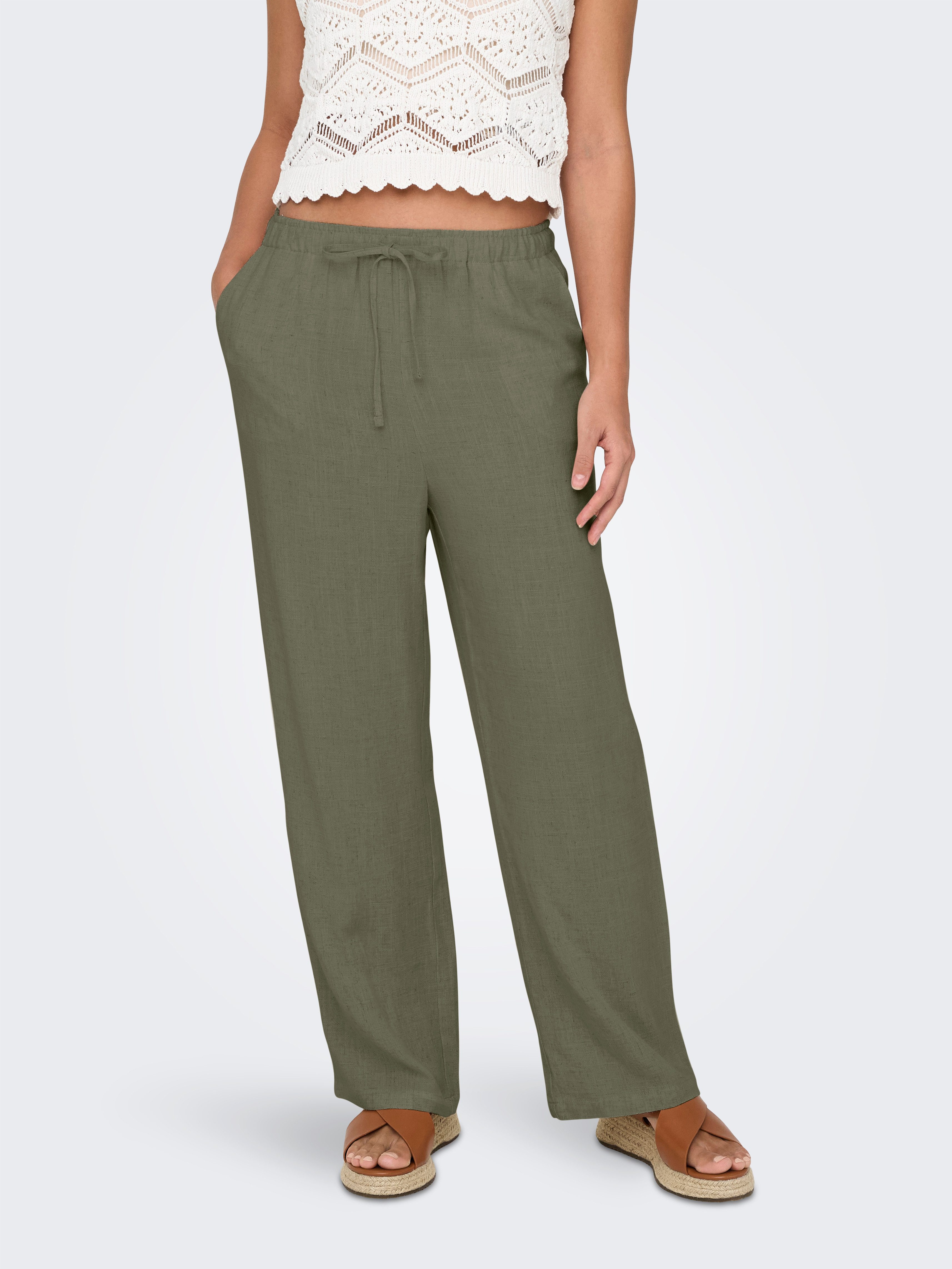 ONLY Schlupfhose ONLSIESTA MW PULL-UP LINEN BL PNT NOOS Viskosemischung