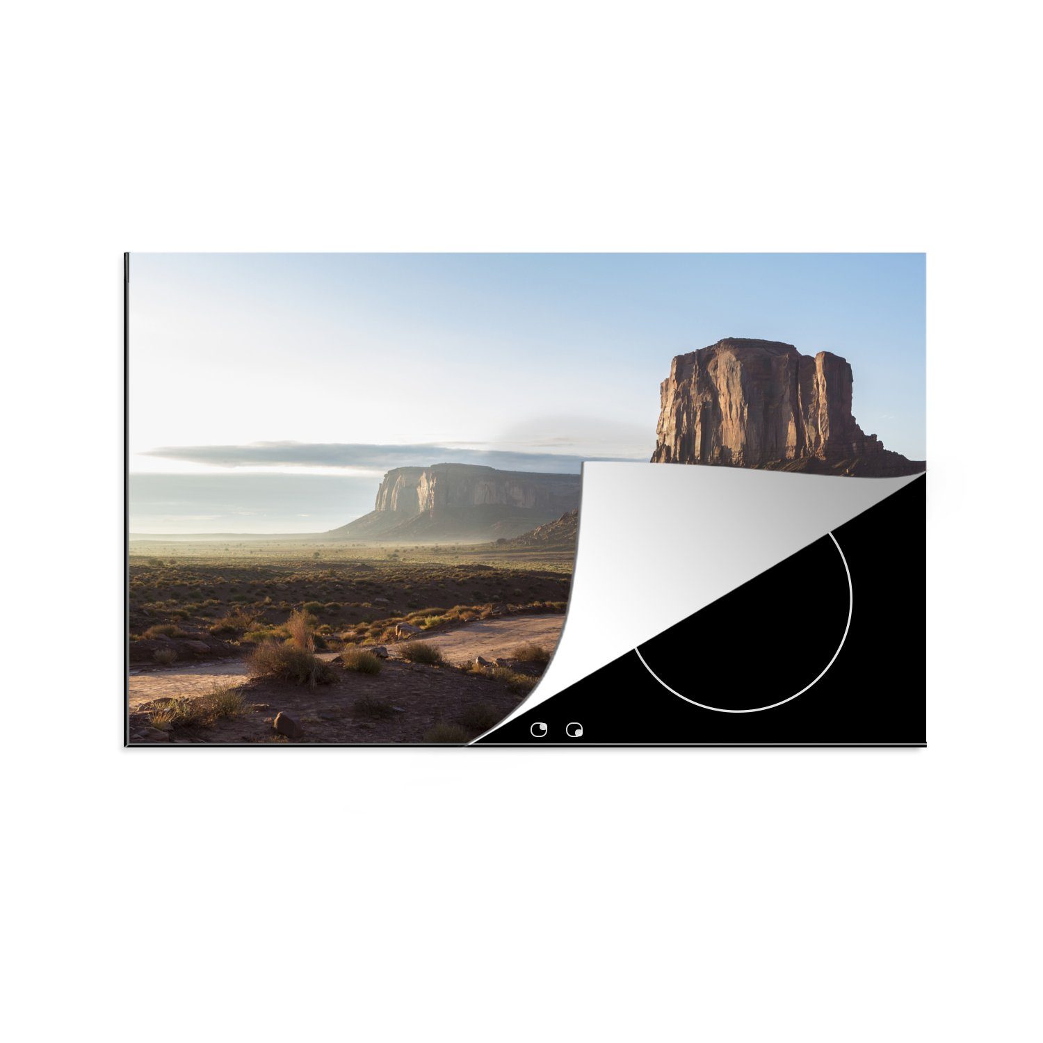 MuchoWow Herdblende-/Abdeckplatte Blick auf das Monument Valley in Amerika, Vinyl, (1 tlg), 81x52 cm, Induktionskochfeld Schutz für die küche, Ceranfeldabdeckung