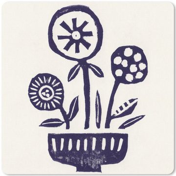 MuchoWow Gaming Mauspad Blumen - Pflanzen - Vase - Abstrakt (1-St), Mousepad mit Rutschfester Unterseite, Gaming, 40x40 cm, XXL, Großes