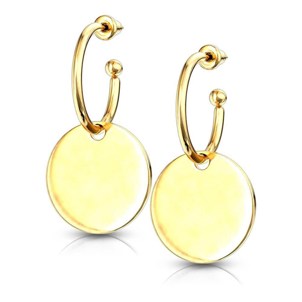 Creolen-Set Creolen mit rundem Plättchen aus Edelstahl Damen gold