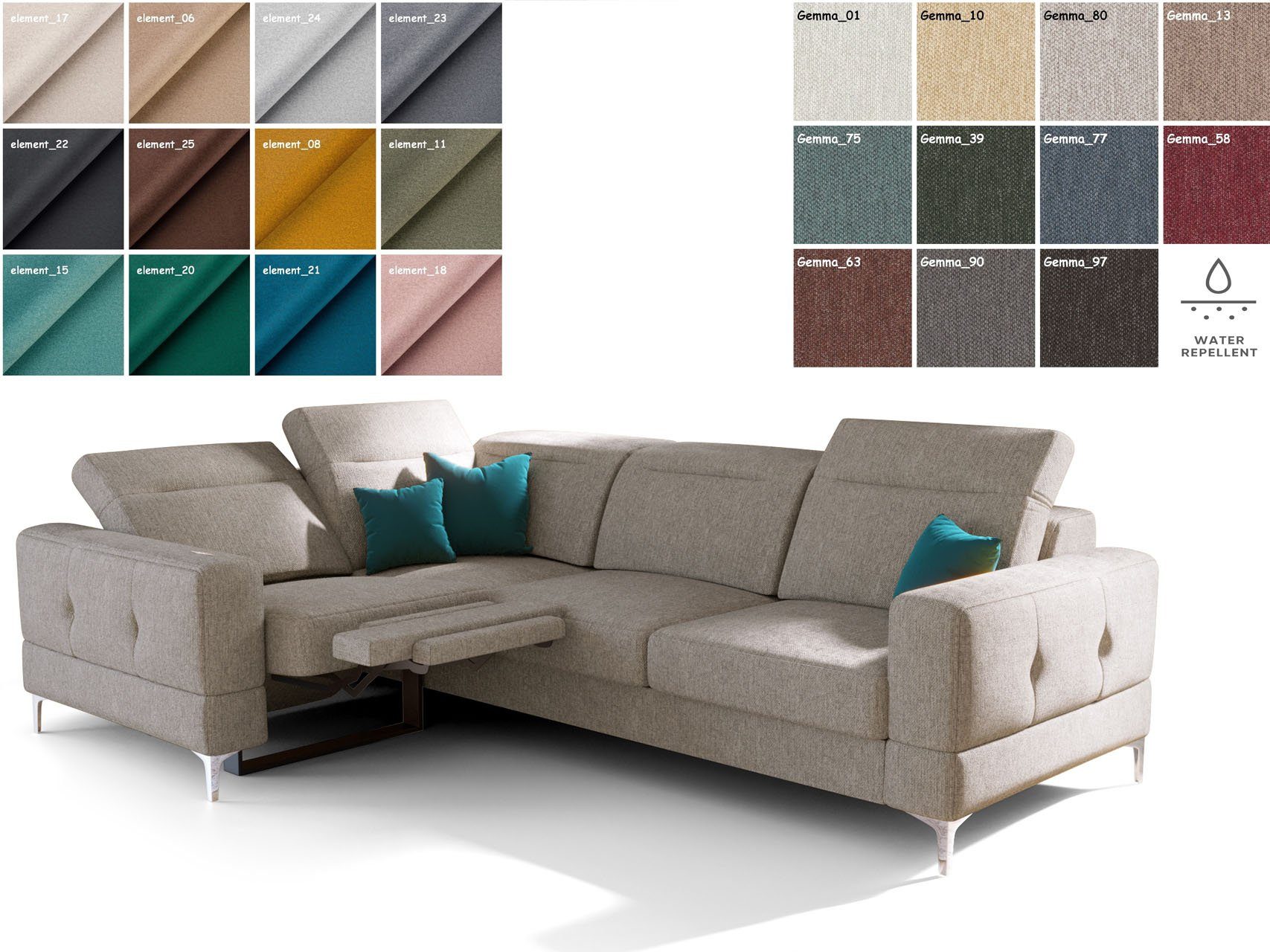 Möbel für Dich Ecksofa Malibu Relax, mit Relaxfunktion, mit Stoff-und Farbauswahl, mit Schlaffunktion Eigener Farbwunsch