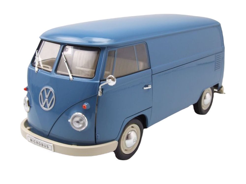 Welly Modellauto VW T1 Bus Kasten 1963 blau, Maßstab 1:18
