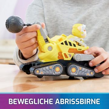 Spin Master Spielzeug-Auto Paw Patrol - Movie II - Basic Themed Vehicles Rubble, Baustellenfahrzeug mit Welpenfigur, Licht- und Soundeffekt