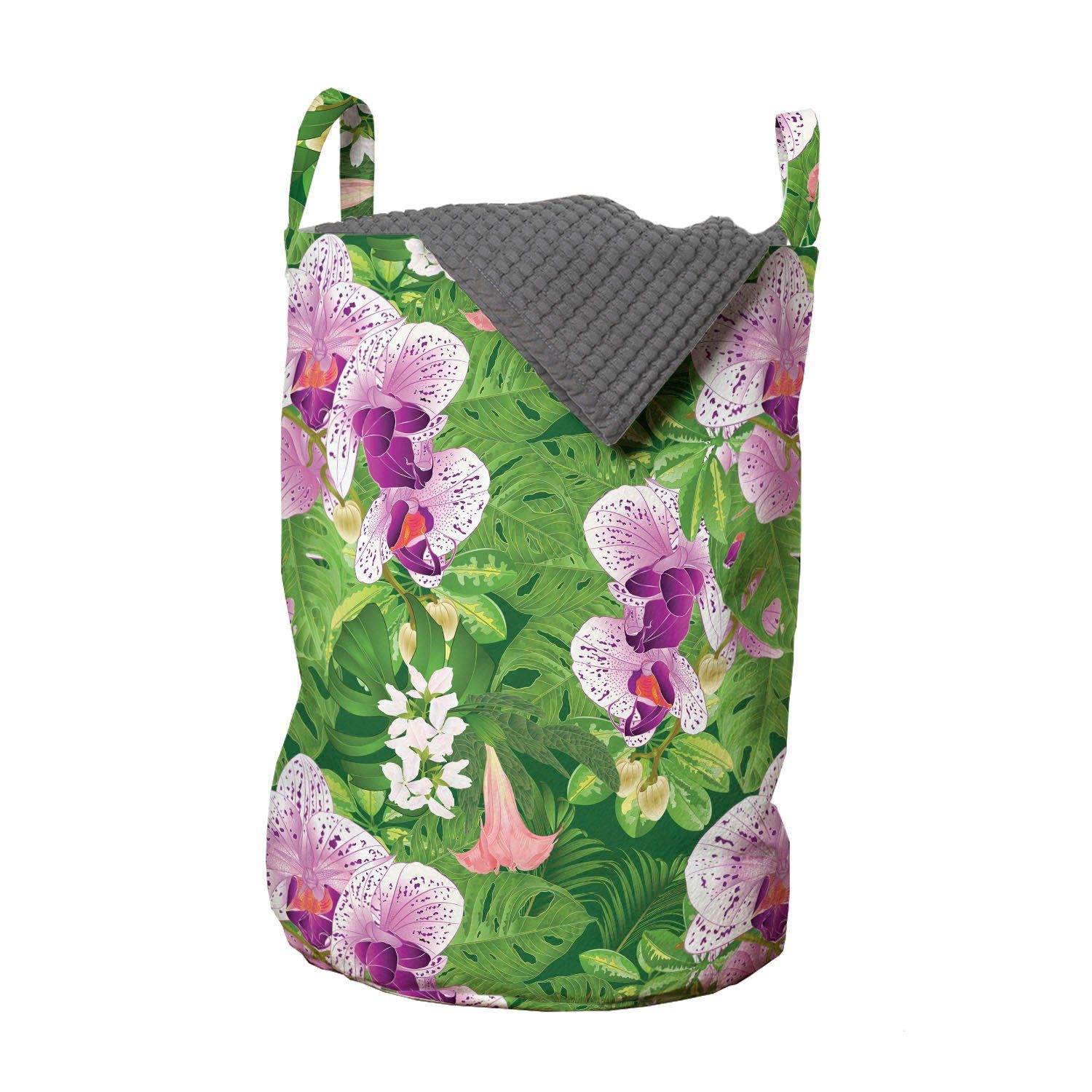 Griffen Wäschesäckchen mit Wäschekorb Kordelzugverschluss Vivid für Philodendron Waschsalons, Abakuhaus tropische Blumen