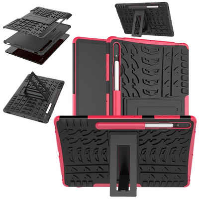 Wigento Tablet-Hülle Für Samsung Galaxy Tab S7 T870 / T875 2020 / Tab S8 Hybrid Outdoor Schutzhülle Case Pink Tasche Cover Etuis