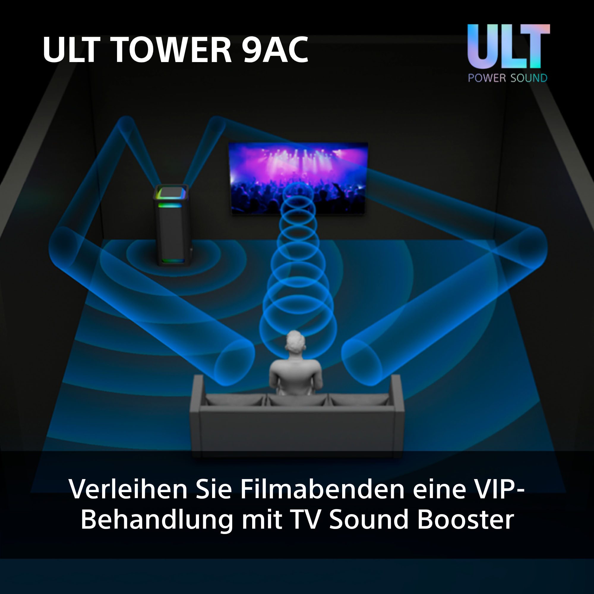 Sony ULT Tower 9AC + Micro (UVP 149) Party-Lautsprecher Stereo (A2DP Bluetooth, AVRCP Bluetooth, Bluetooth, 80 W)
