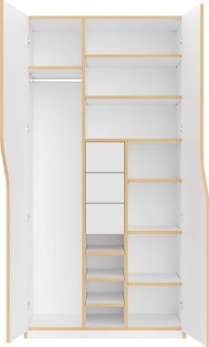 Müller SMALL LIVING Kleiderschrank PLANE Ausstattung Nr. 4 inklusive 3 innenliegenden Schubladen, Kleiderstange und 12 Fächern