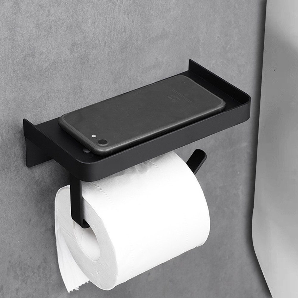 Haiaveng Toilettenpapierhalter Papierrollenhalter aus Edelstahl erforderlich Bohren kein Schwarz 304