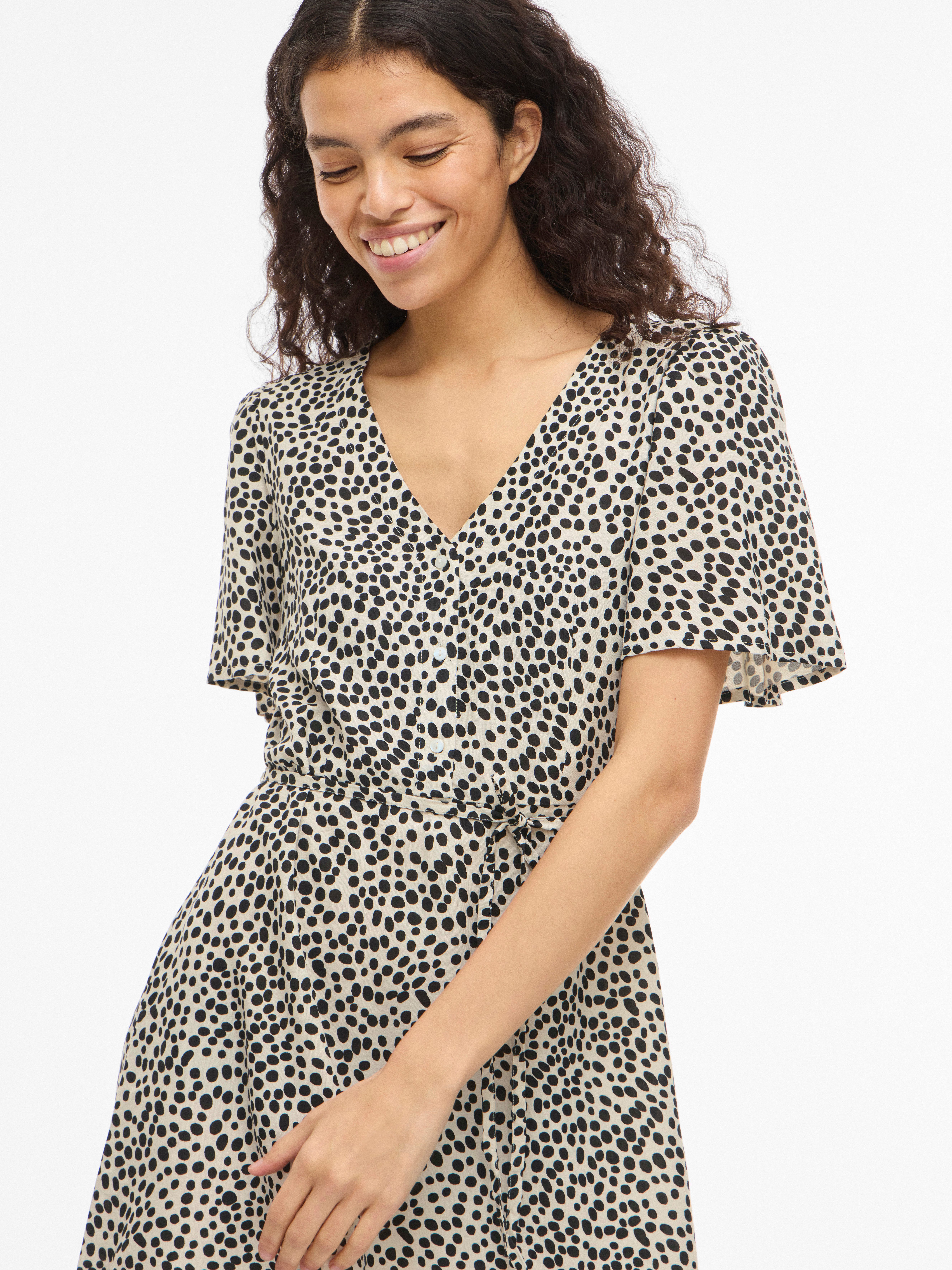Vila Minikleid VIGRACE V-NECK S/S SHORT DRESS - NOOS Sommerkleid
