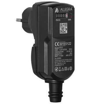 ALLEGRA 4-fach Verteilersteckdosenleiste mit USB und MID Stromzähler PH10 Steckdosenverteiler 4-fach