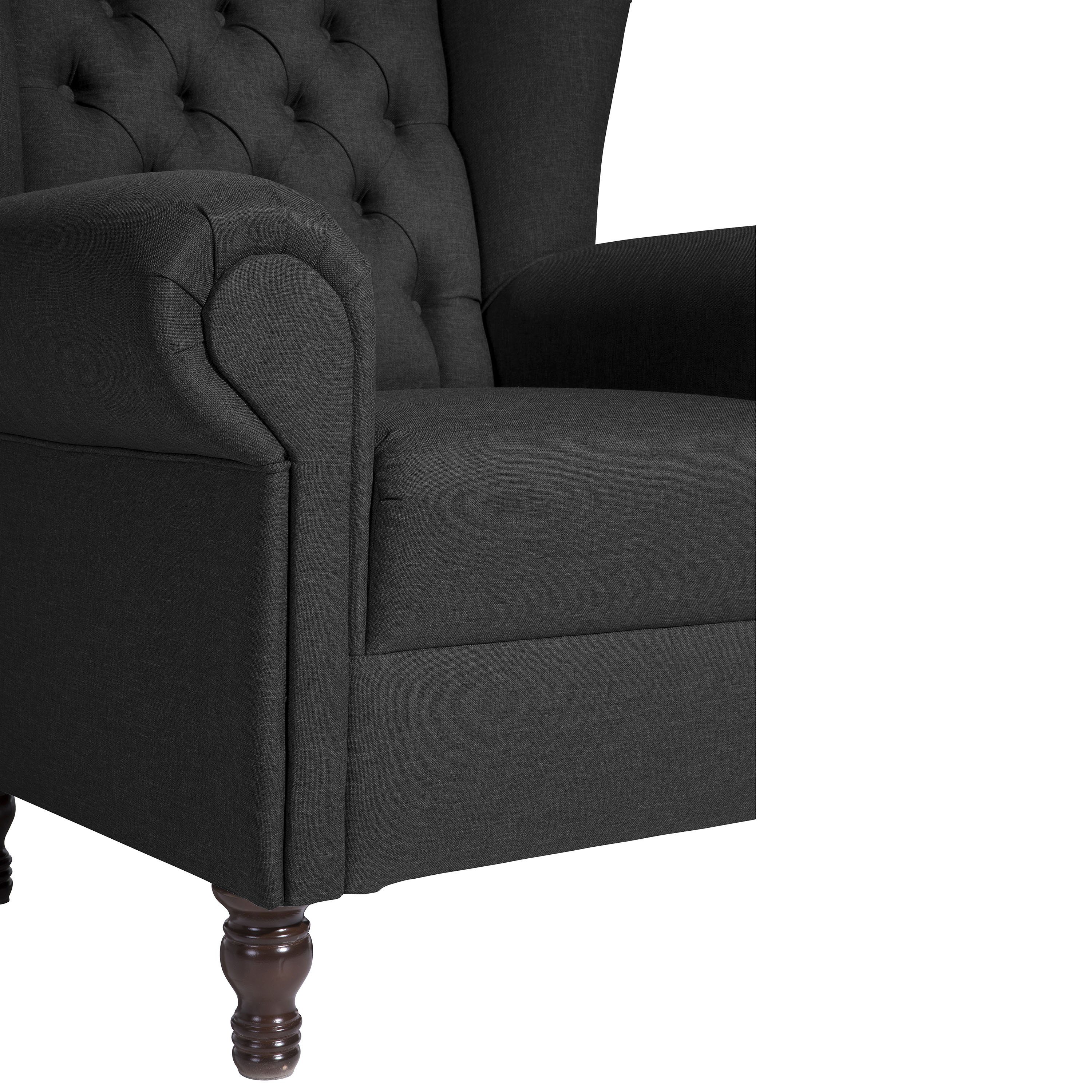 Flachgewebe Germany Vary Ohrenbackensessel in Made Chesterfield-Sessel schwarz (1 Max Stück), Winzer®