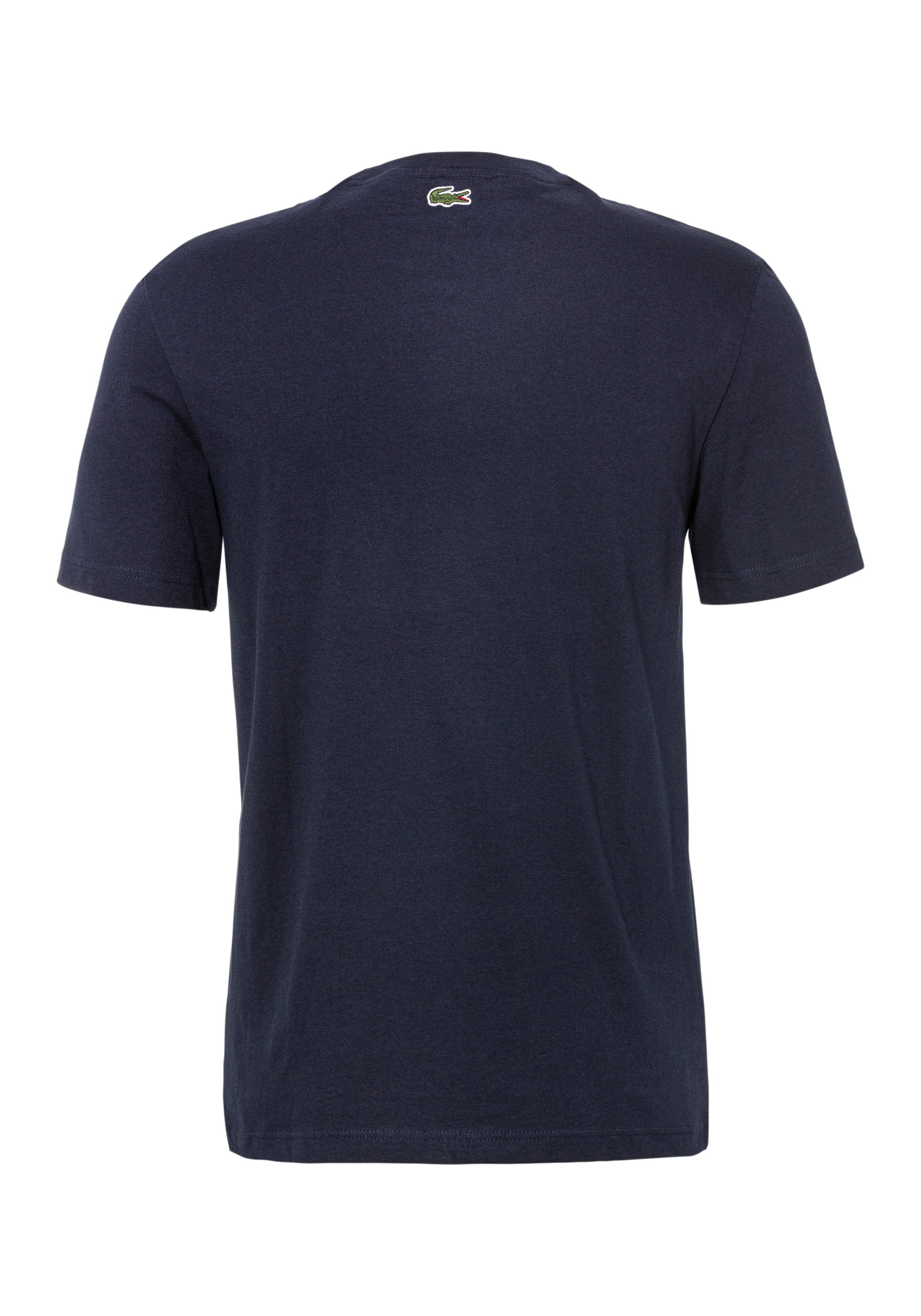 Lacoste T-Shirt T-SHIRT mit der Brust Lacoste NAVY Print auf BLUE