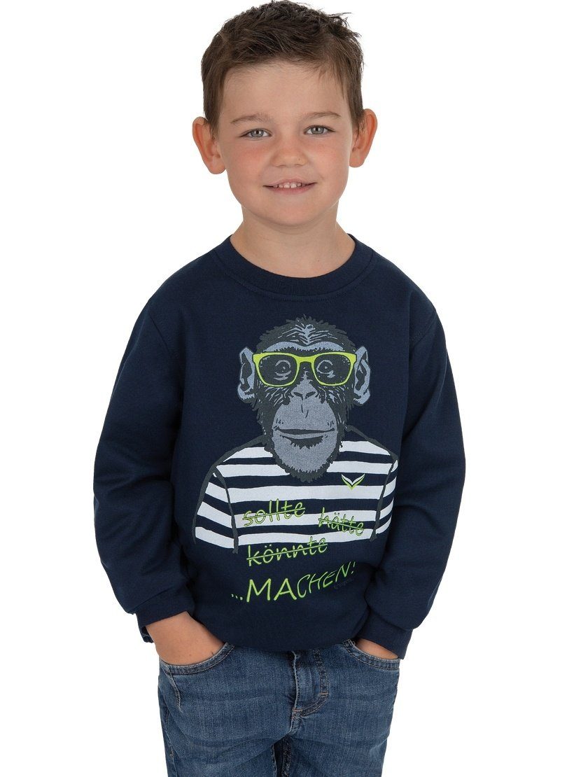 Sweatshirt TRIGEMA Sweatshirt mit Affen-Druckmotiv Trigema großem