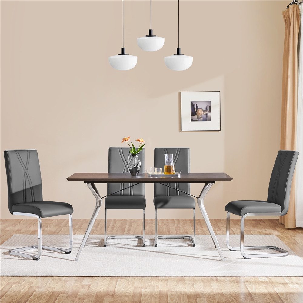 Yaheetech Esszimmerstuhl (2 St), 2/4/6er Küchenstühle-Set mit Metalluntergestell Polsterstuhl