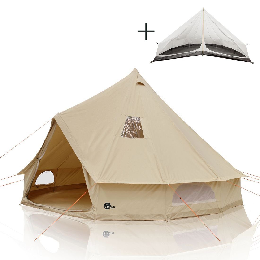 yourGEAR Tipi-Zelt yourGEAR Zelt Desert 10 Pro UV50+ Tipi Familienzelt mit Schlafkabine, Personen: 10