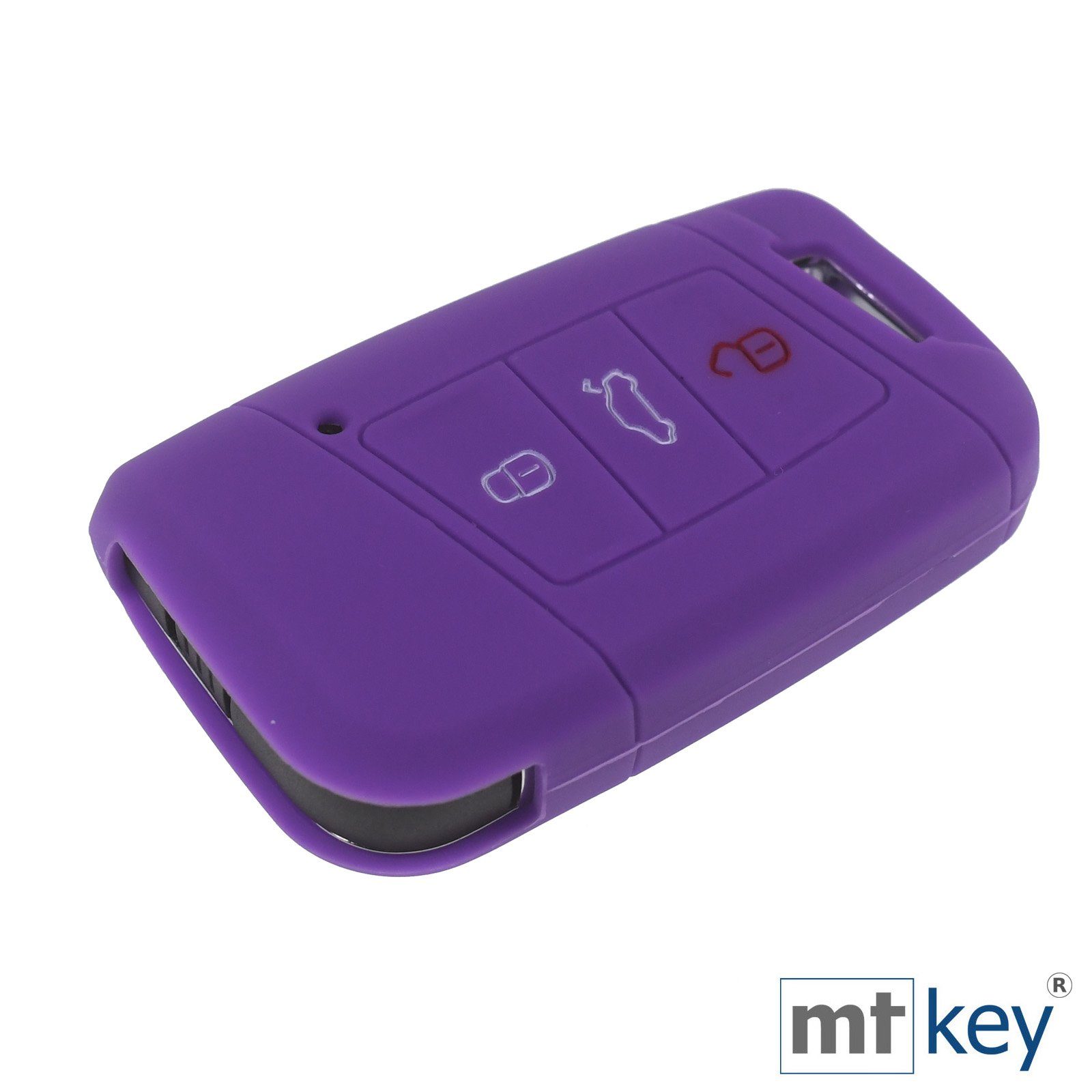 VW B8 Kodiaq Softcase SMARTKEY Silikon Skoda mt-key Schlüsseltasche 3 KEYLESS Lila, für Schutzhülle Arteon Passat Autoschlüssel Tasten