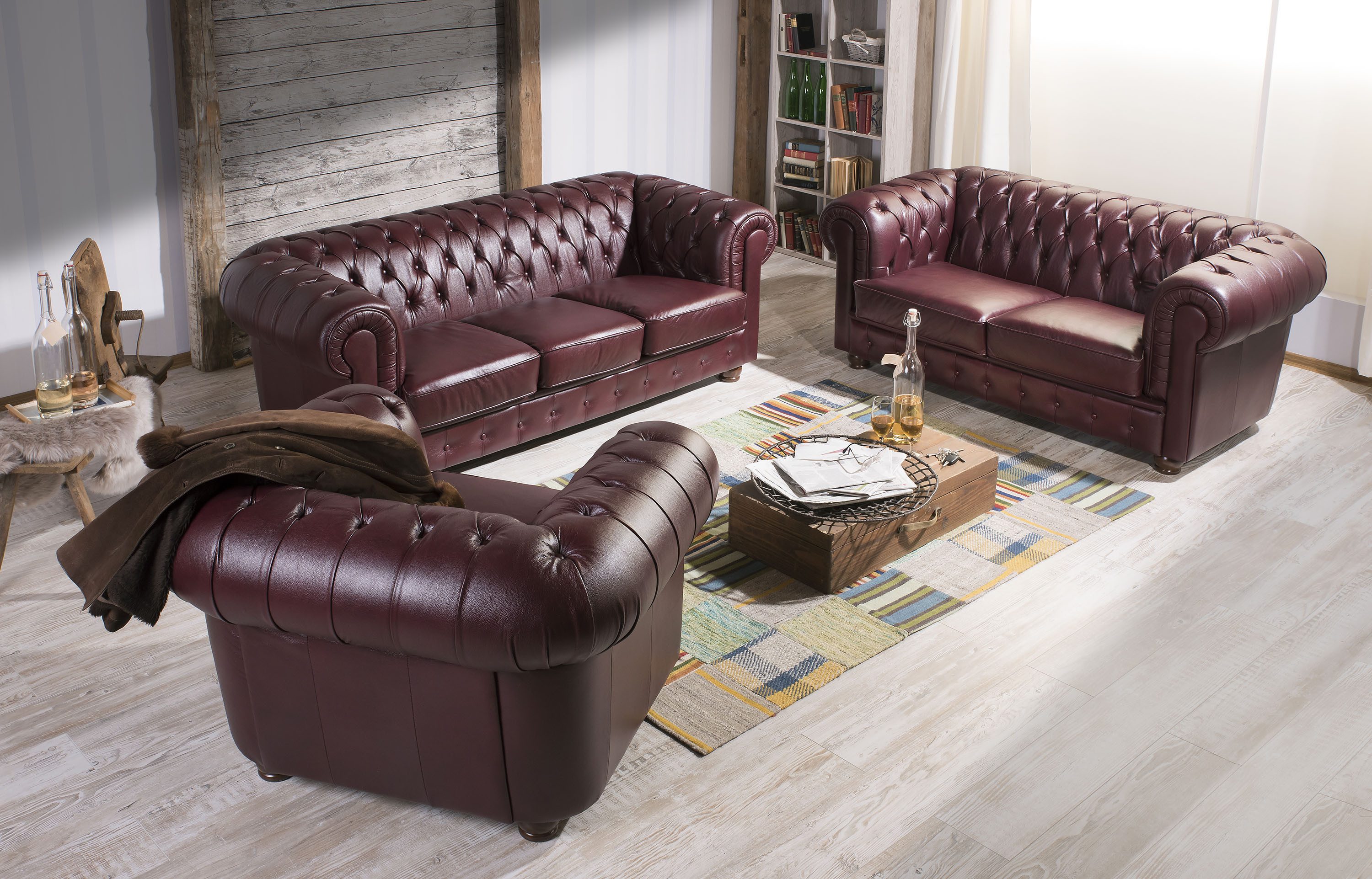 Max Winzer® Chesterfield-Sessel Bridgeport, mit edler Knopfheftung, geschwungene Armlehnen