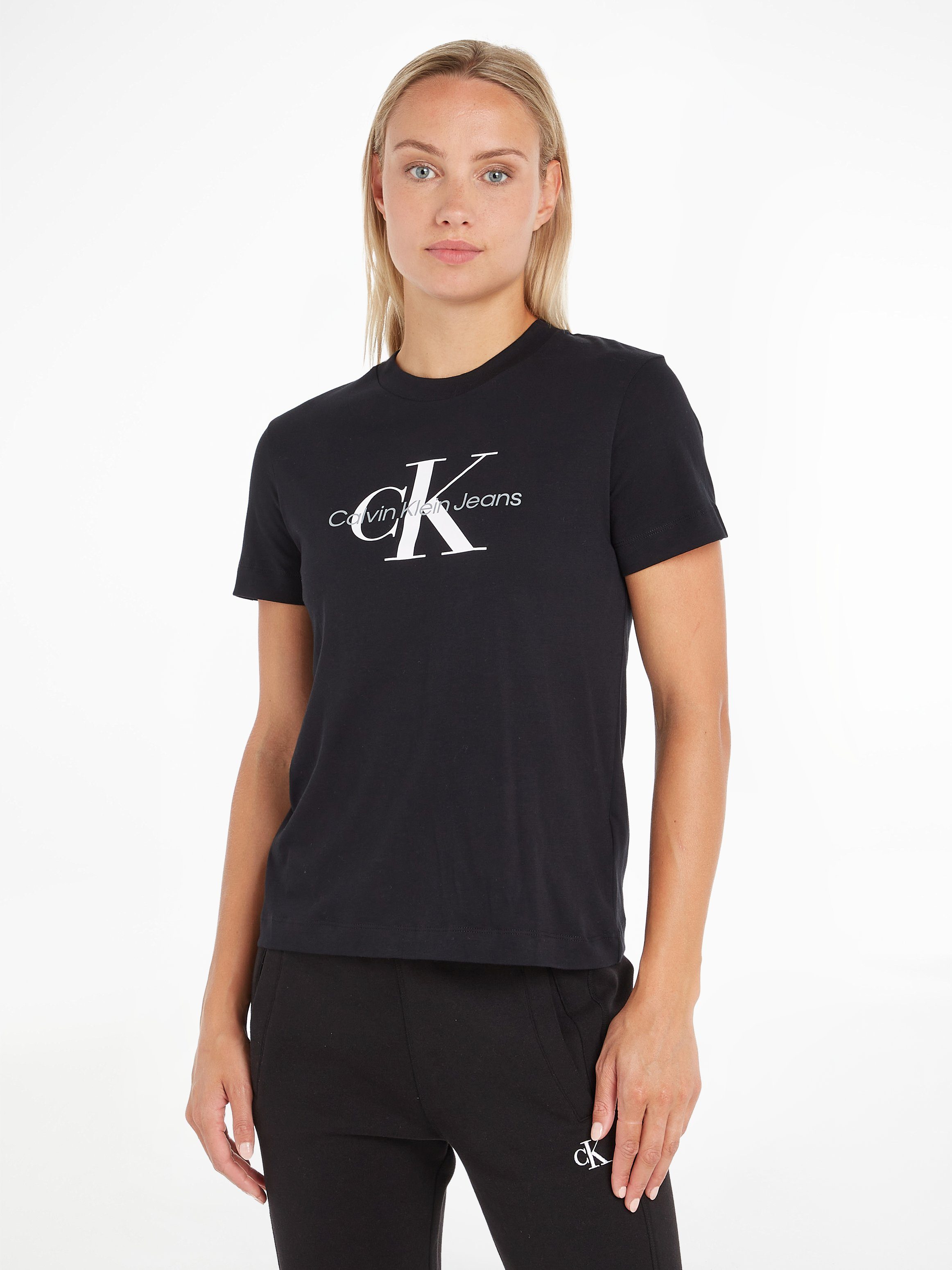 TEE Calvin mit Jeans CORE Jeans Klein Black Klein Calvin (1-tlg) Monogramm MONOGRAM REGULAR Rundhalsshirt CK