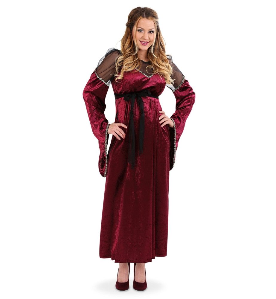 Fries Hexen-Kostüm Prinzessin Hexe Burgfräulein Mittelalter Kleid mit Gürtel Halloween