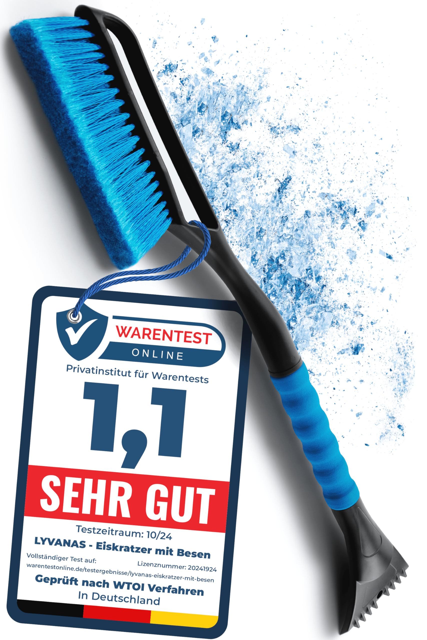 Lyvanas Скребок для льда Auto mit Besen, Ergonomischer Profi Schneebesen Auto schnell & stark Langlebiger & schonender Дискиkratzer Auto lang & vielseitig