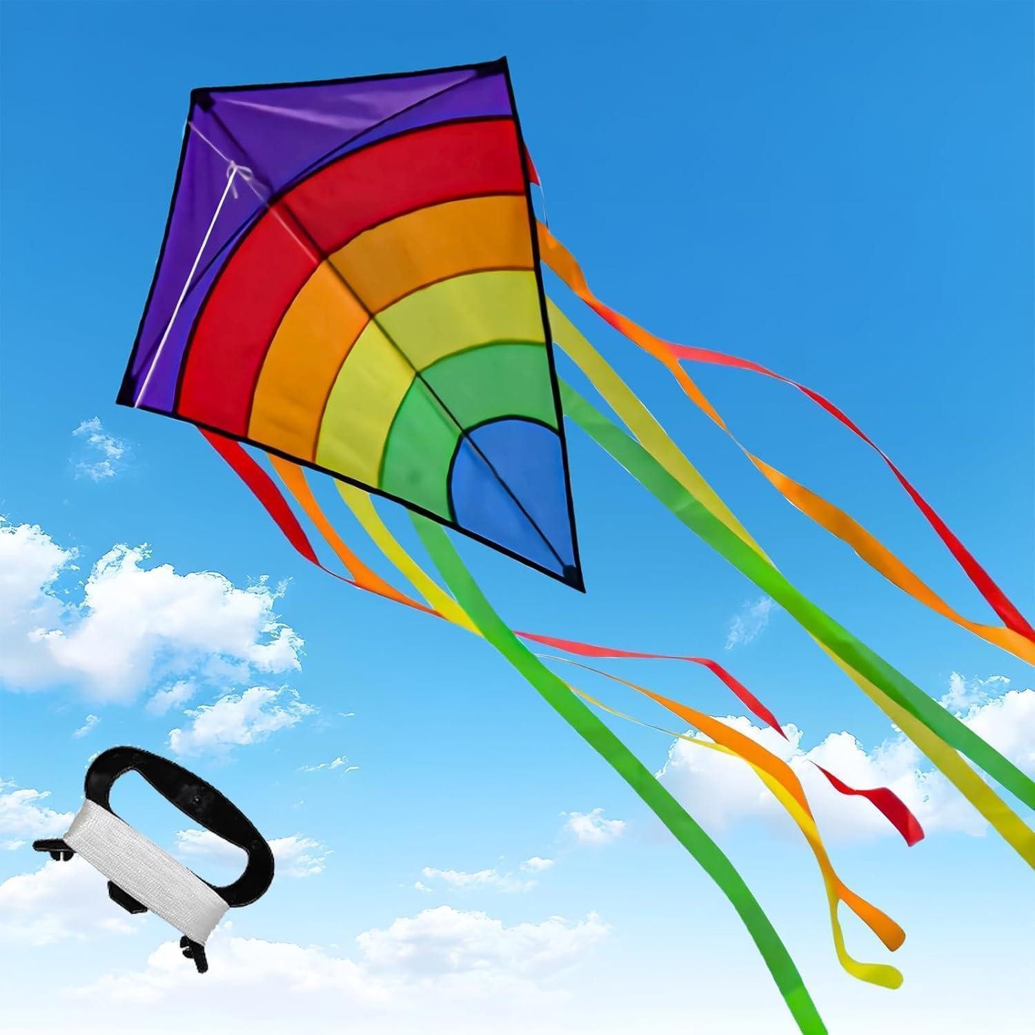 LuxusKollektion Flug-Drache Drachen Kinder Regenbogen Einleiner Flugdrachen 64x75cm 100m