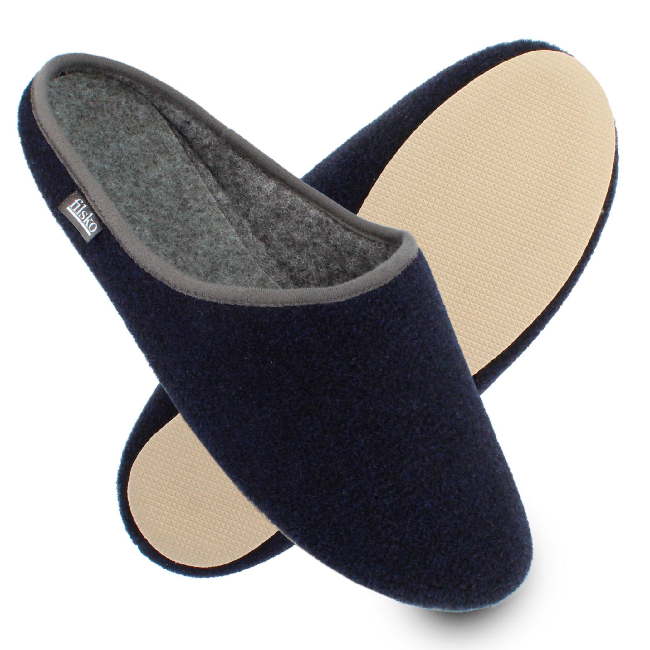 filsko Abisko Filzpantoffeln Damen Herren Hausschuh Filzpantoffeln, Leichtgewicht, Gästehausschuhe, Slip-On, Gummisohle