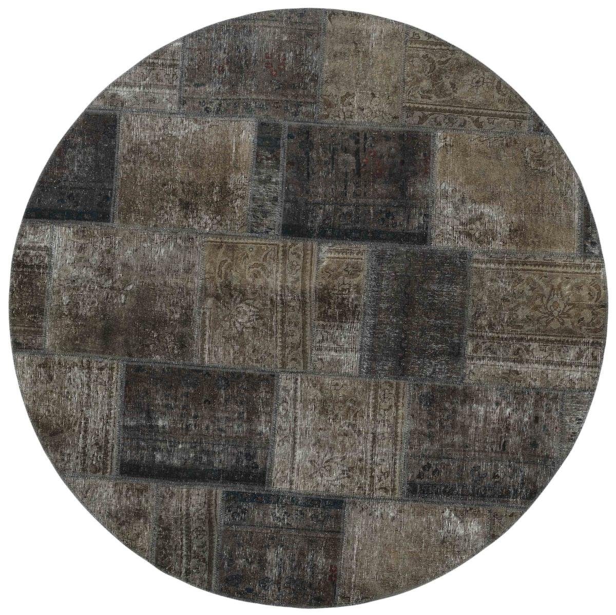 Nain Trading Orientteppich Patchwork 201x201 Handgeknüpfter Moderner Orientteppich, rund, Höhe: 5 mm