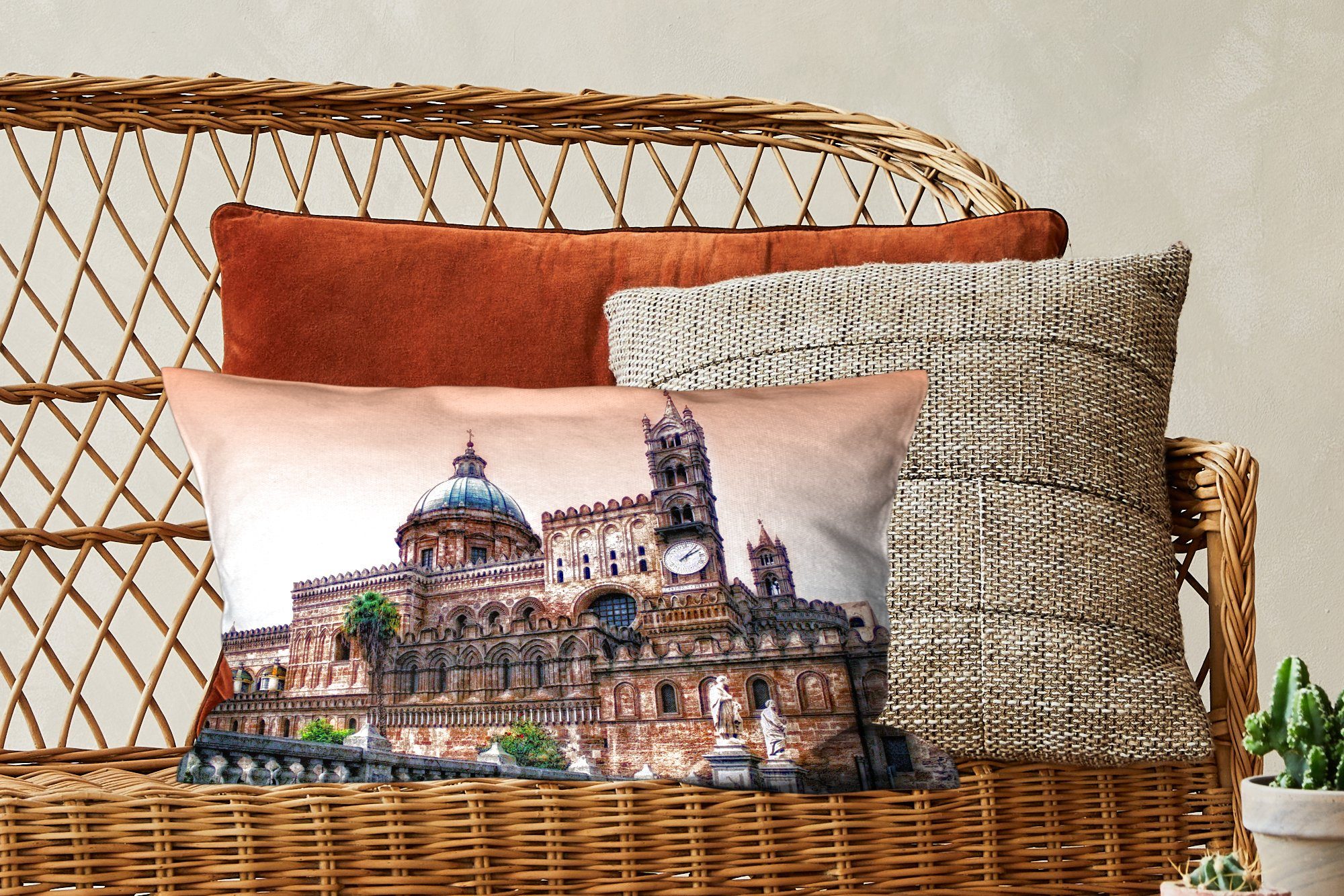 MuchoWow Dekokissen Palermo - Sizilien mit Füllung, - Dekoration, Dekokissen Kathedrale, Schlafzimmer Zierkissen, Wohzimmer