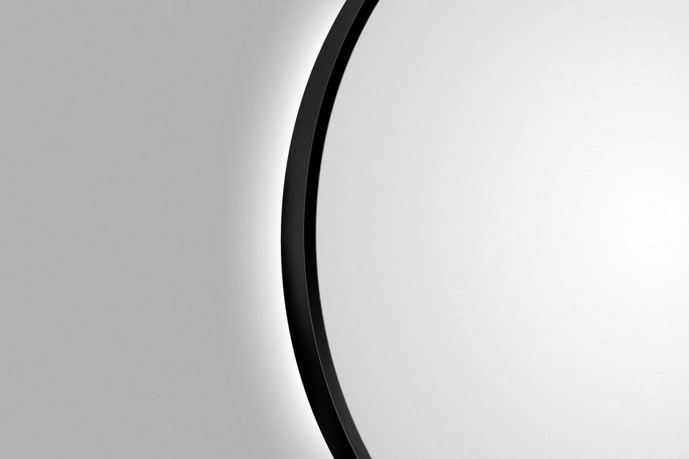 Talos Dekospiegel, rund, mit indirekter LED Beleuchtung in schwarz matt Ø 80 cm-kaufen