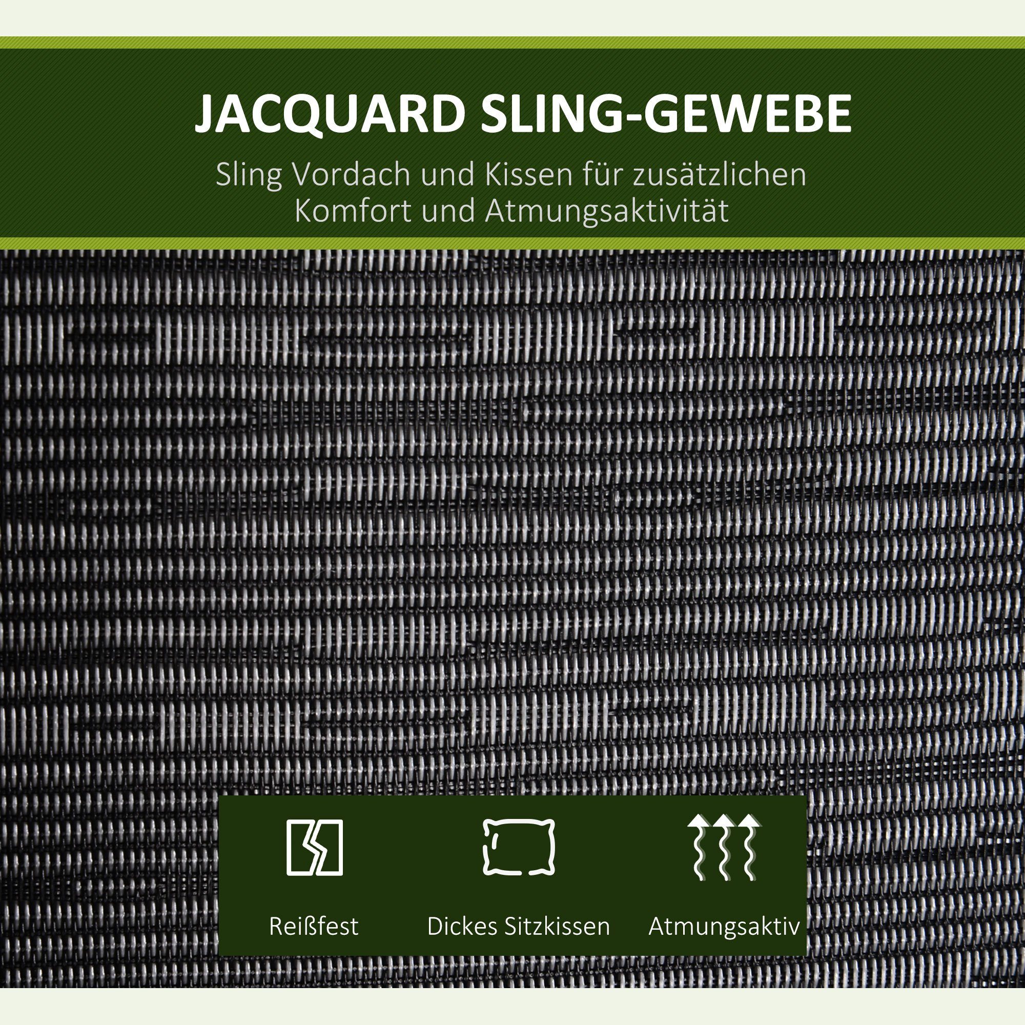 Outsunny Hollywoodschaukel Gartenschaukel mit Sonnendach, 3-Sitzer, Bettfunktion, Hollywoodschaukel, 1 tlg., Gartenschaukel, für Garten, Balkon, Schwarz