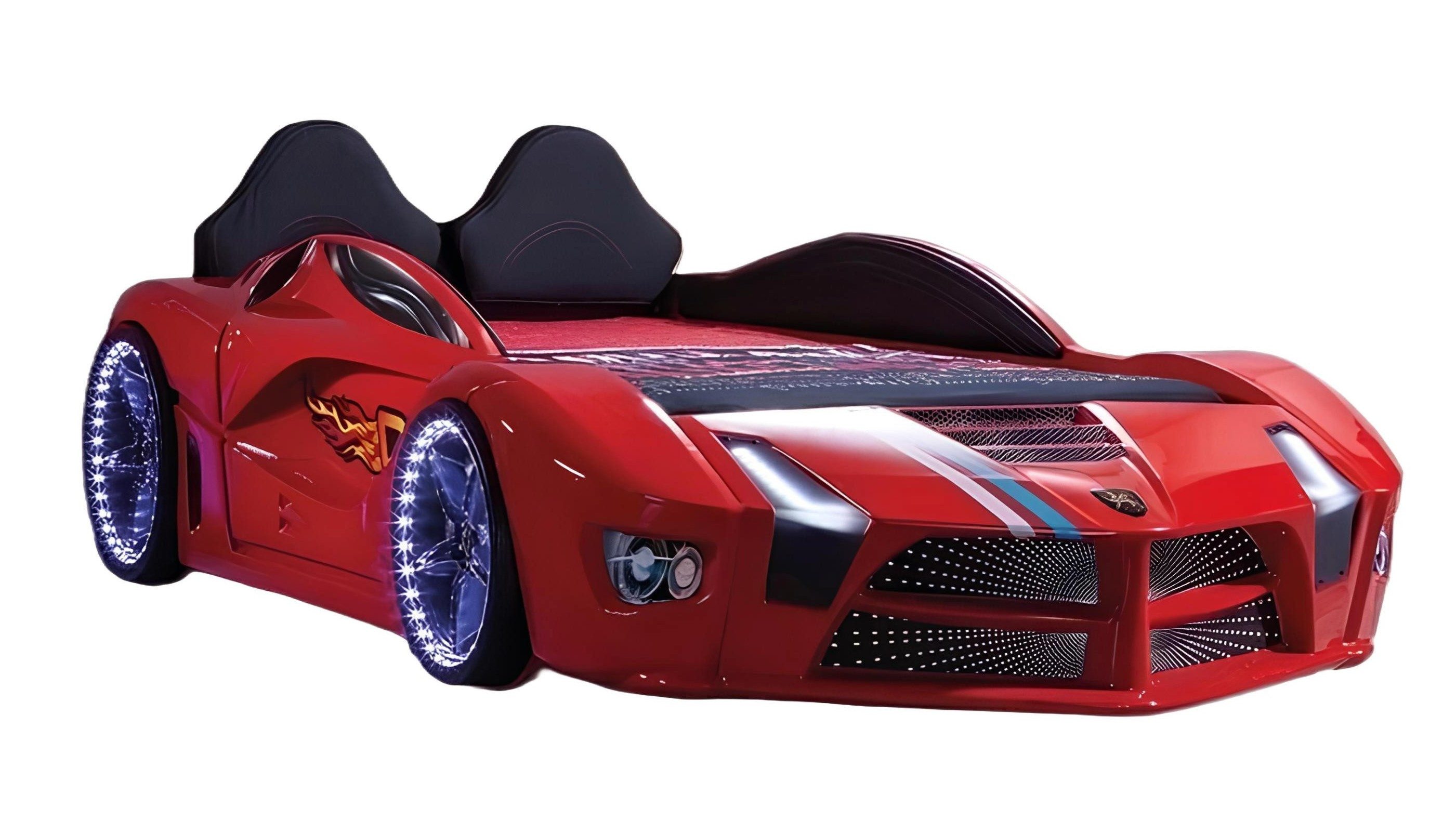 Xlmoebel Autobett Bett in Form eines Rennautos mit LED-Beleuchtung für das Kinderzimmer (1-tlg., AUTOBETT), Hergestellt in Europa