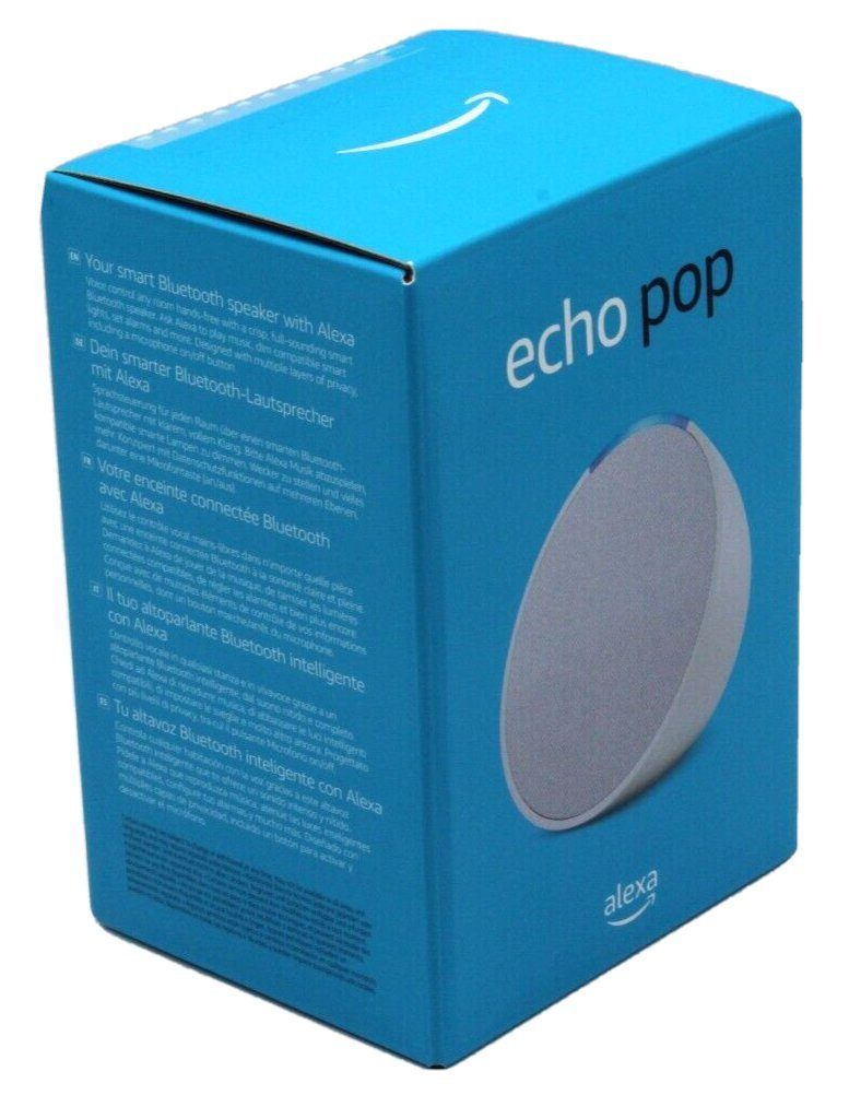 Amazon Echo (WiFi), Energiesparmodus) mit Alexa Bluetooth, Speaker Kompakter Klang, Smart WLAN Pop 2023 (WLAN & Smarter W, Weiß voller Bluetooth Sprachsteuerung, 15 Lautsprecher