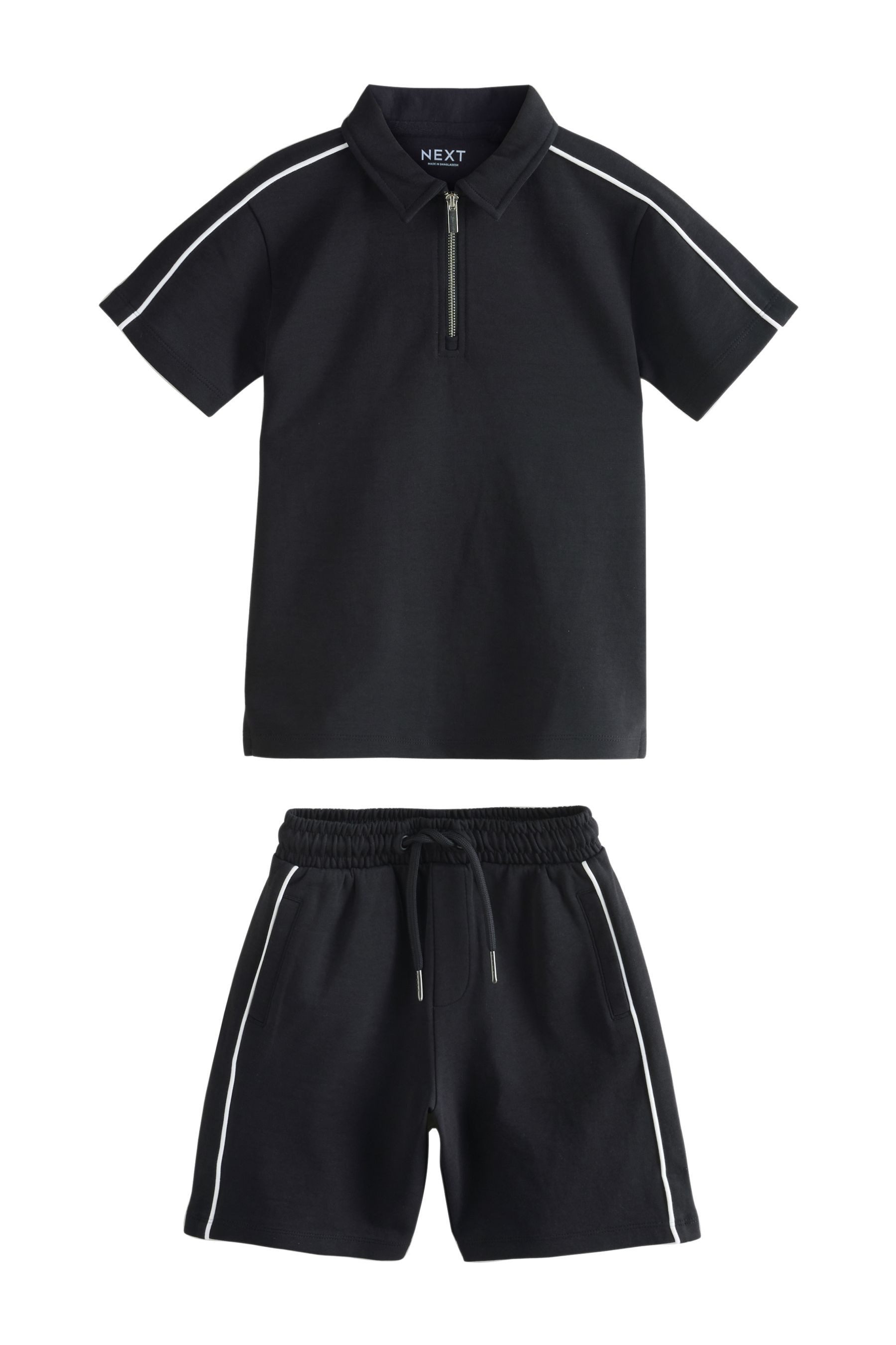 Next Shirt & Shorts Polohemd mit RV-Kragen und Shorts im Set (2-tlg)